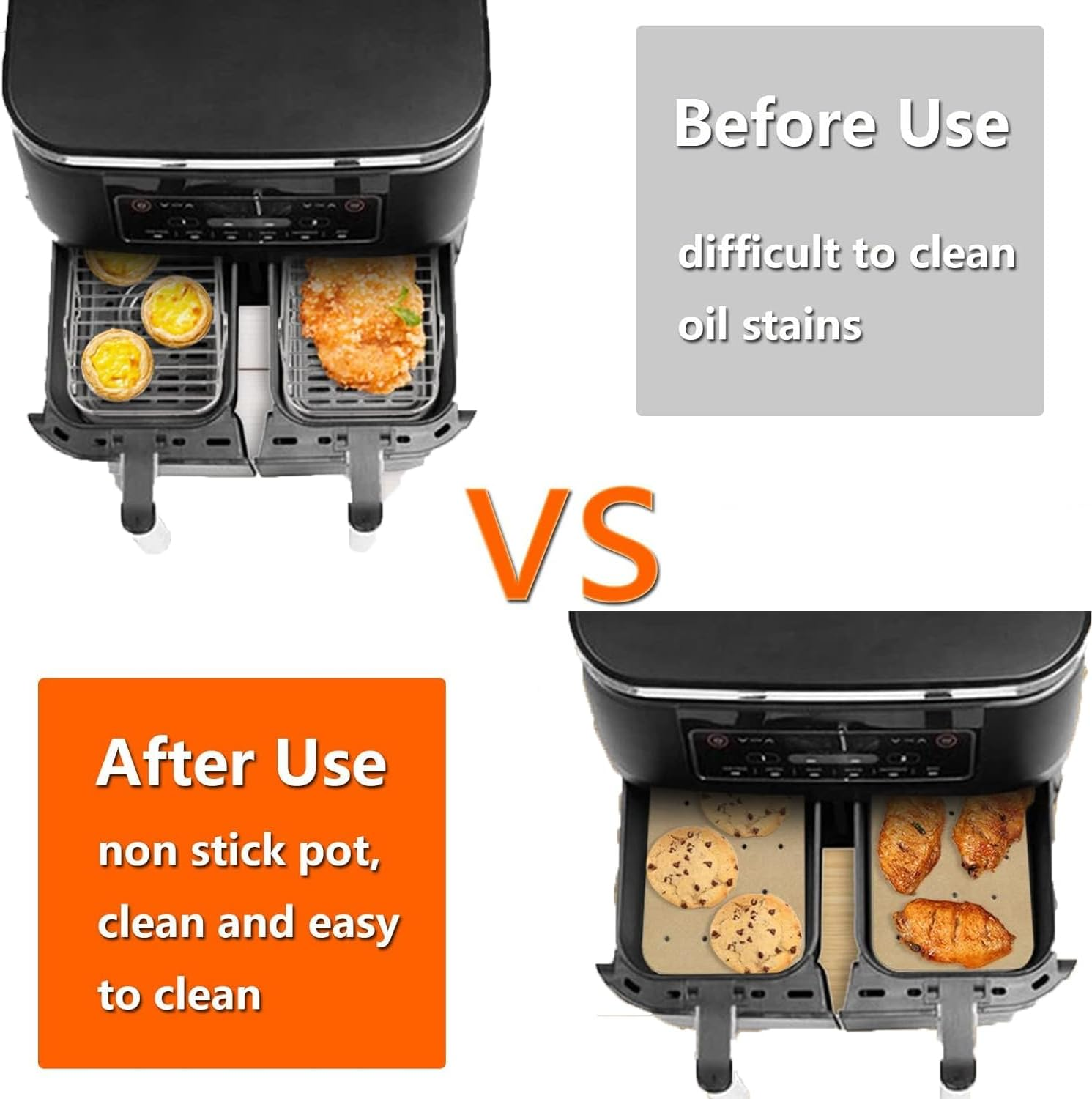 Air Fryer Liners for Ninja, 100 Piece Air Fryer Accessories for Ninja Foodi Dual Air Fryer Parchment Paper Liners,Double Basket,Non-Stick round Baking Paper for Ninja DZ201 Foodi 6-In-1 8-Qt image number 4