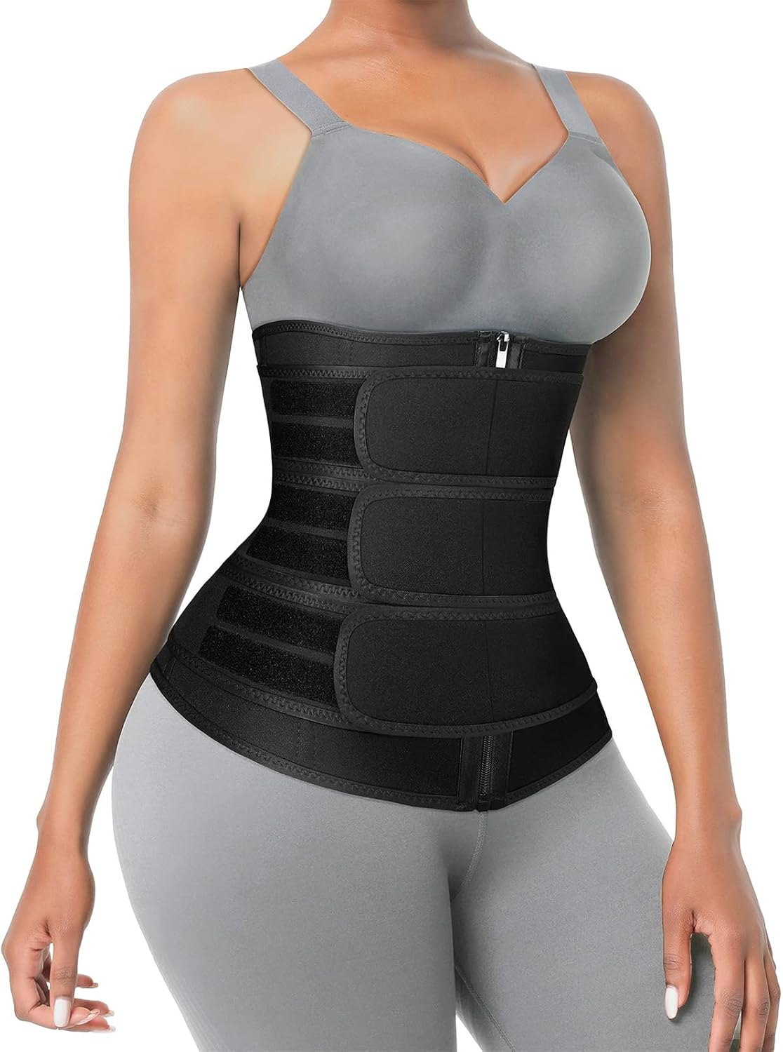 2024 Neoprene Waist Trainer Belts for Women 3 Straps Weight Loss Tummy Control Workout Corset Cincher Trimmer Belly Body Shaper Slim Girdle Belt image number 1