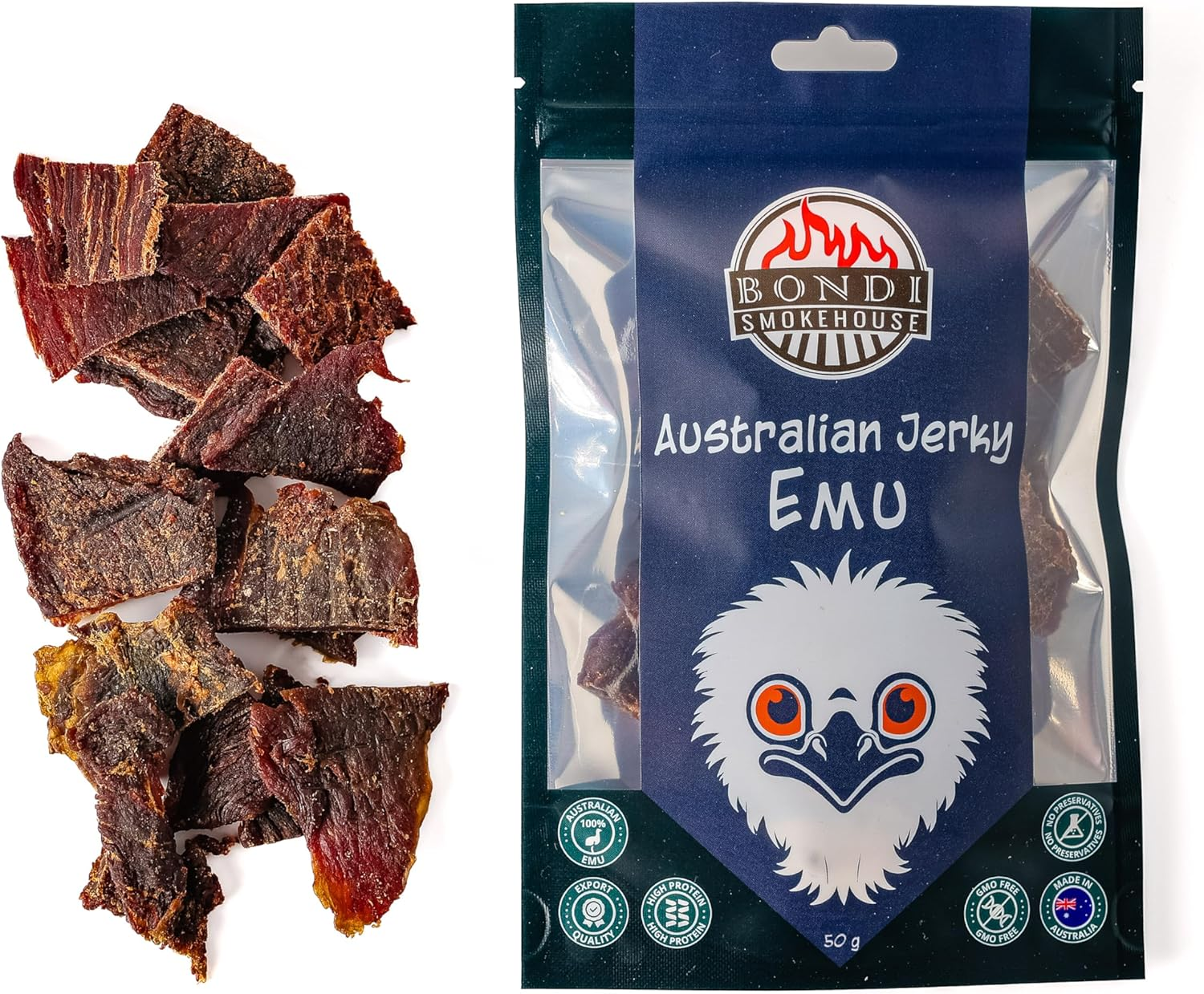 Exotic Jerky Pack 3X - Emu, Kangaroo, Crocodile - Bondi Smokehouse - Product of Australia image number 2