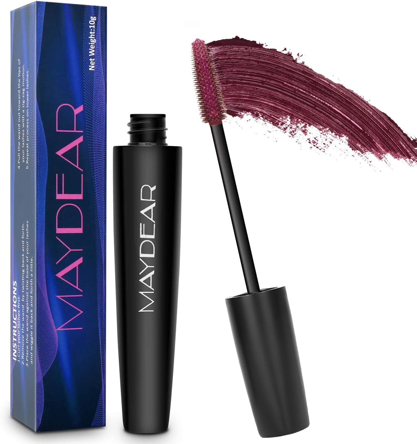 Maydear Dark Green Waterproof Mascara for Eyelashes - Long Lasting Smudgeproof Color for Women'S Eye Makeup, Party and Stage Use