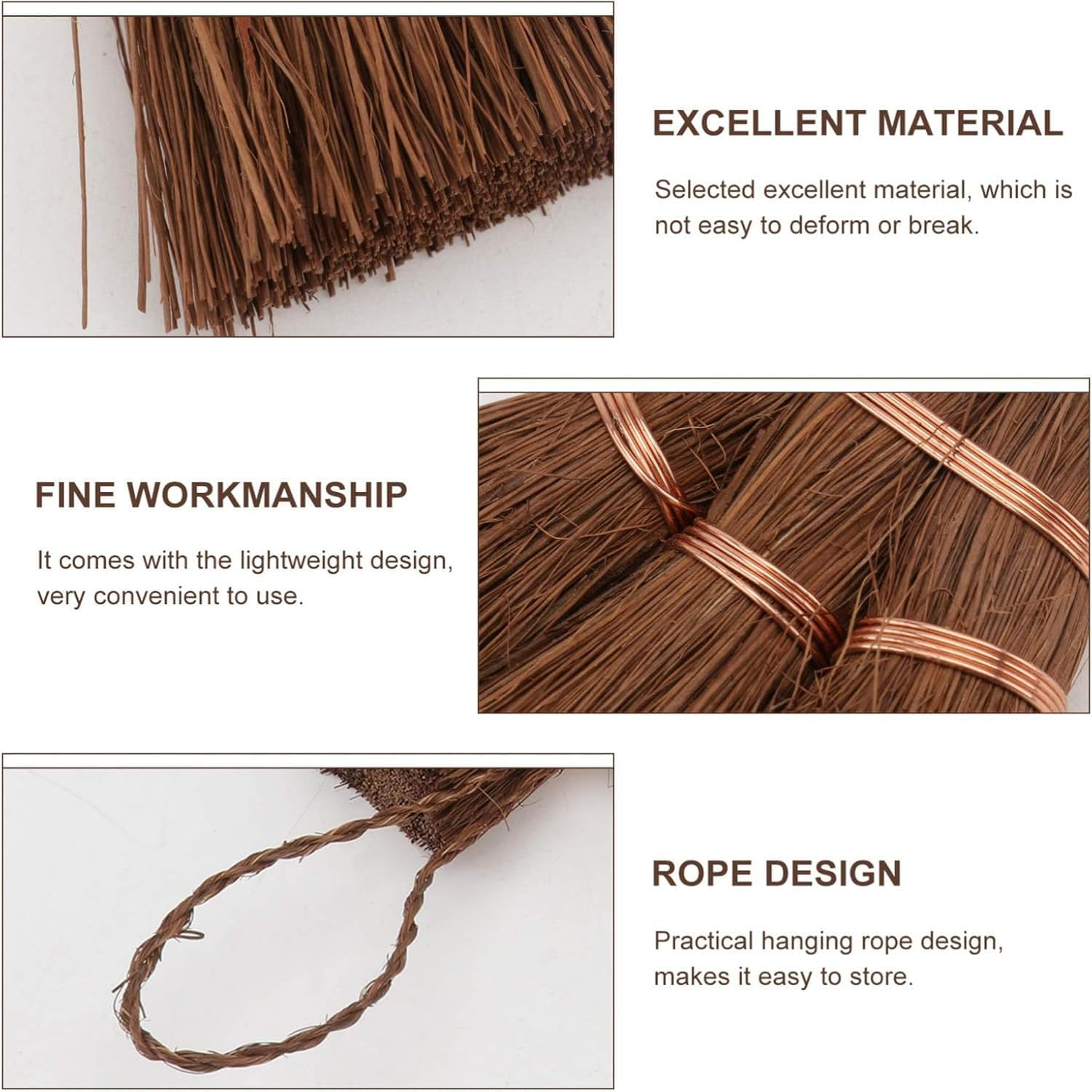 1Pc Mini Brown Broom,Mini Shape Broom Delicate Corner Broom, Mini Palm Broom Natural Material Broom, Small Palm Broom Natural Palm Broom, Multifunctional Broom Desktop Cleaning Tool (14Cm) - 22.5Cm image number 3