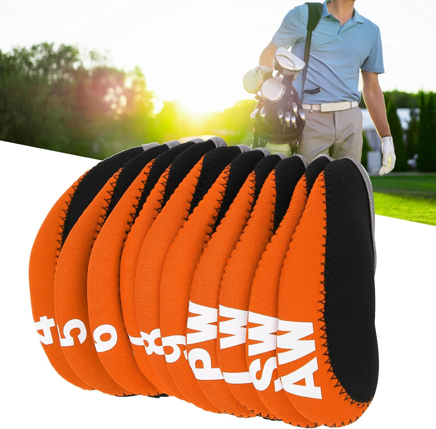 Keshow Golf Irons Club Head Covers, Convenient Easy to Distinguish Golf Ball Club with Number Identification for Golf Club for Protection image number 4