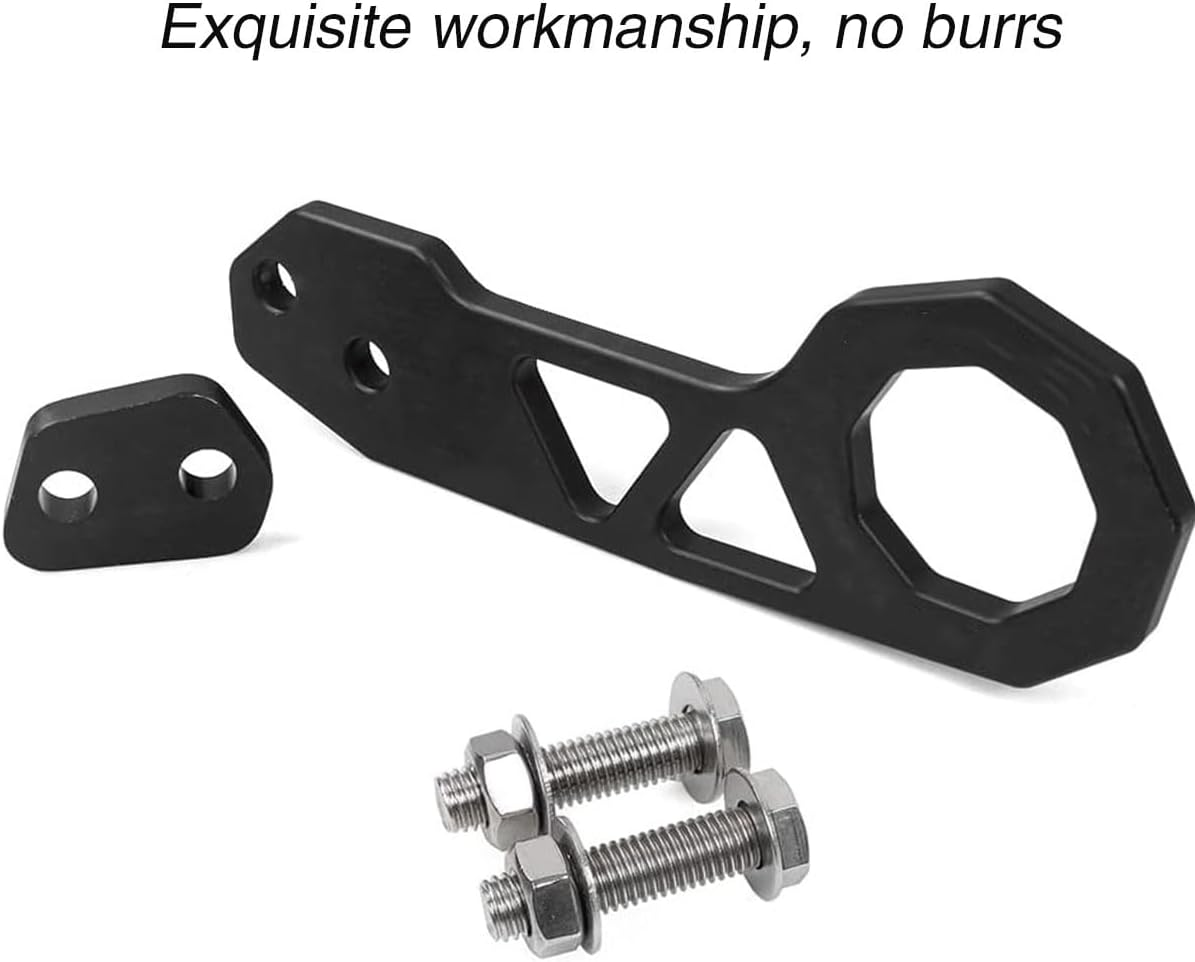 AIMALL Universal Rear Tow Hook Heavy Duty Alloy Car Bumper Towing Ring with Mounting Kit, Anodised Red or Black Colour for Vehicle Trailer Recovery or Styling Upgrade