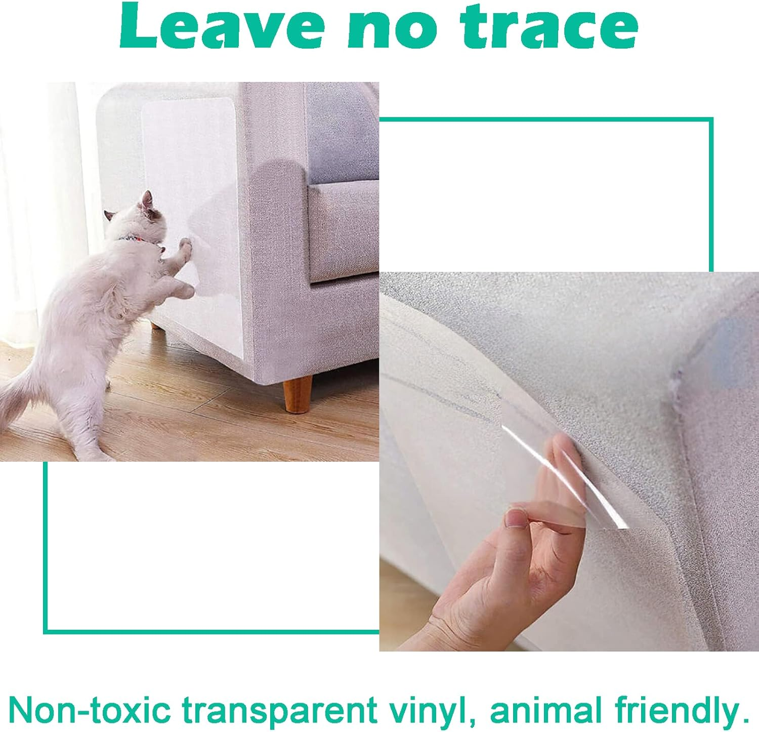 Cat Scratch Protector Tape - 4 Inch Clear Anti-Scratch Training Roll, 100% Transparent Furniture Guard for Sofa & Couch, Deterrent Anti-Scratching Shield for Cats, Carpet Protector (3M) image number 4