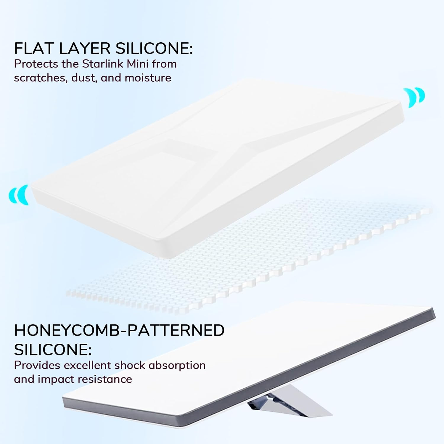 CKLHCFF Silicone Case Protect for Starlink Mini (White) - Black image number 4