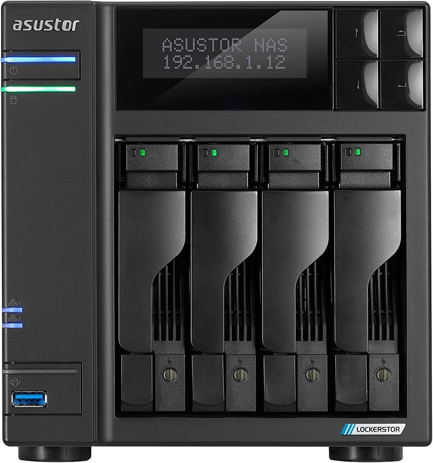 Asustor Lockerstor 4 Gen 2 AS6704T | 4 Bay NAS, Quad Core 2.0Ghz CPU, 4 M.2 Pcie 3.0 SSD Slots, 2 2.5Gbe Ports, 4GB RAM DDR4, Network Attached Storage (Diskless) image number 4
