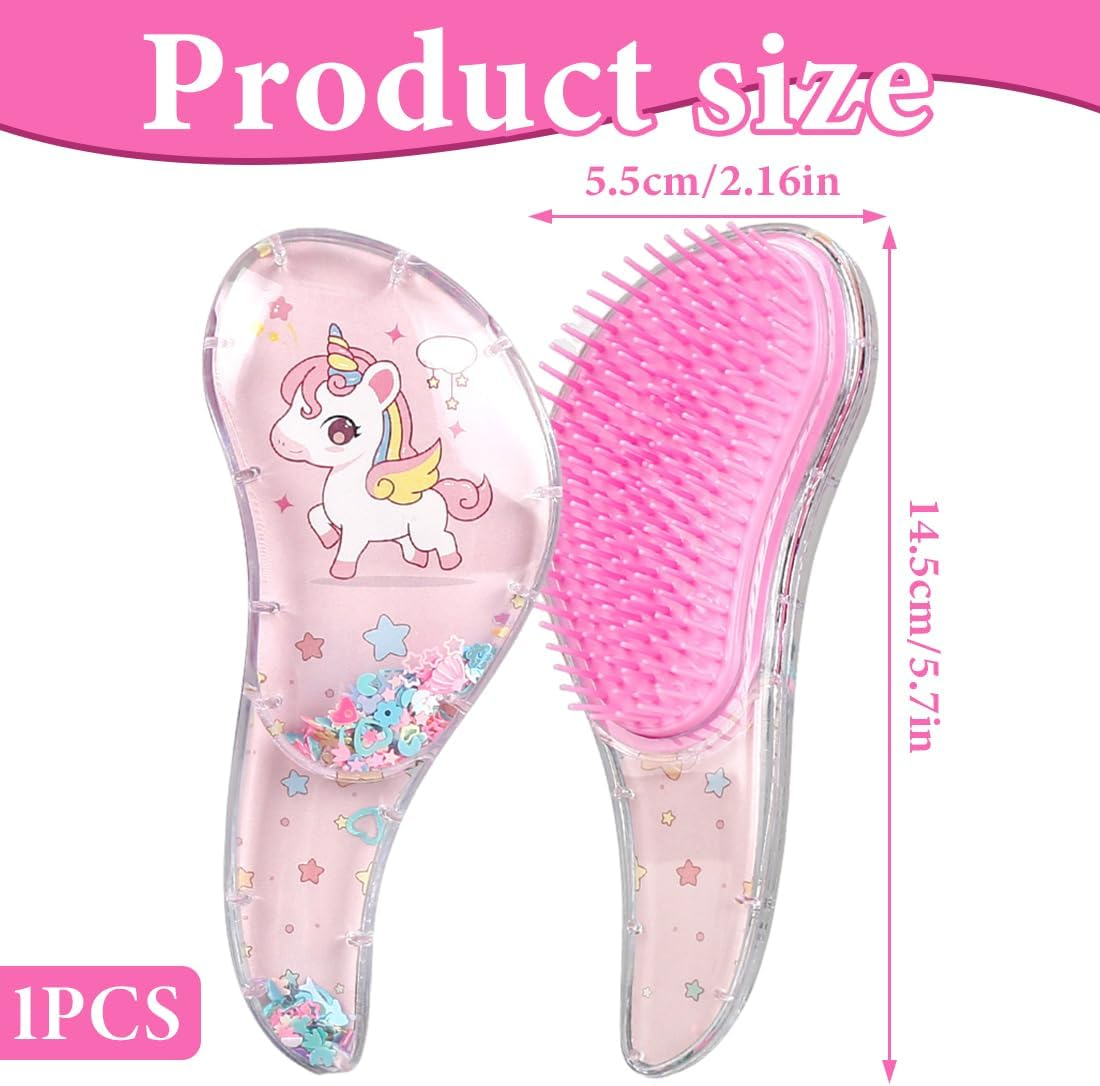 GXGM Hair Brush without Pulling, Curling Brush, the Perfect Detangler Brush for Curls, Straight, Thick, Thin Hair, Hair Brush for Children and Women, Pink Unicorn, 1 Piece image number 3