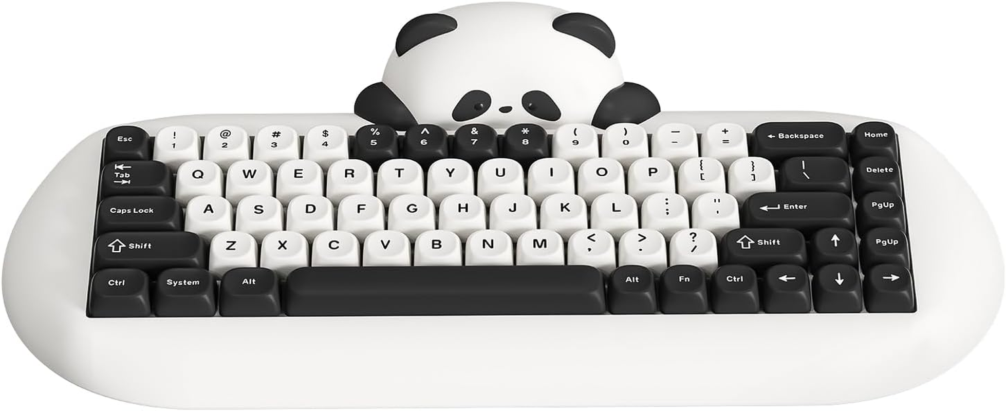 YUNZII C68 Panda Wireless Mechanical Gaming Keyboard, 68 Keys Cute Keyboard with PBT Keycaps, RGB Backlit, Hot Swappable Creamy Keyboard with Bt5.0/2.4G/Wired for Win/Mac(Panda Switch,Black)