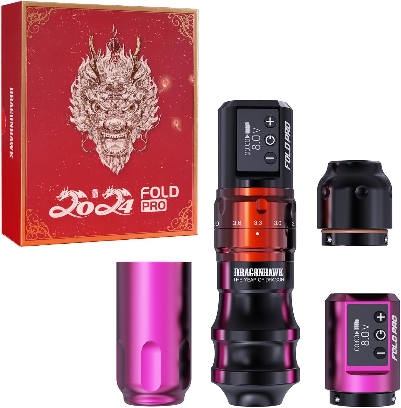 Mast Tattoo Gun Pen Machine, Fold Pro Cordless Year of Dragon Edition Tattoo Machine Gift, Power Motor by Mcore-C3 (Black) image number 6