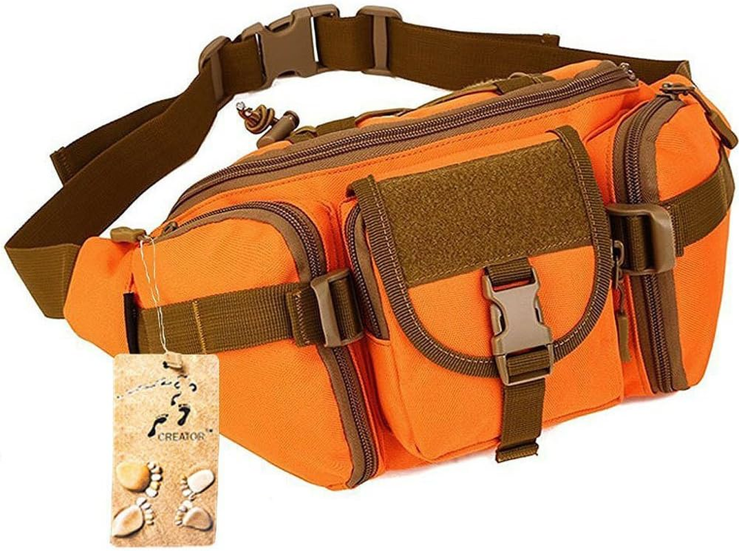 CREATOR Tactical Waist Pack Portable Fanny Pack Outdoor Hiking Travel Large Army Waist Bag Military Waist Pack for Daily Life Cycling Camping Hiking Hunting Fishing Shopping - Black - Brown image number 5