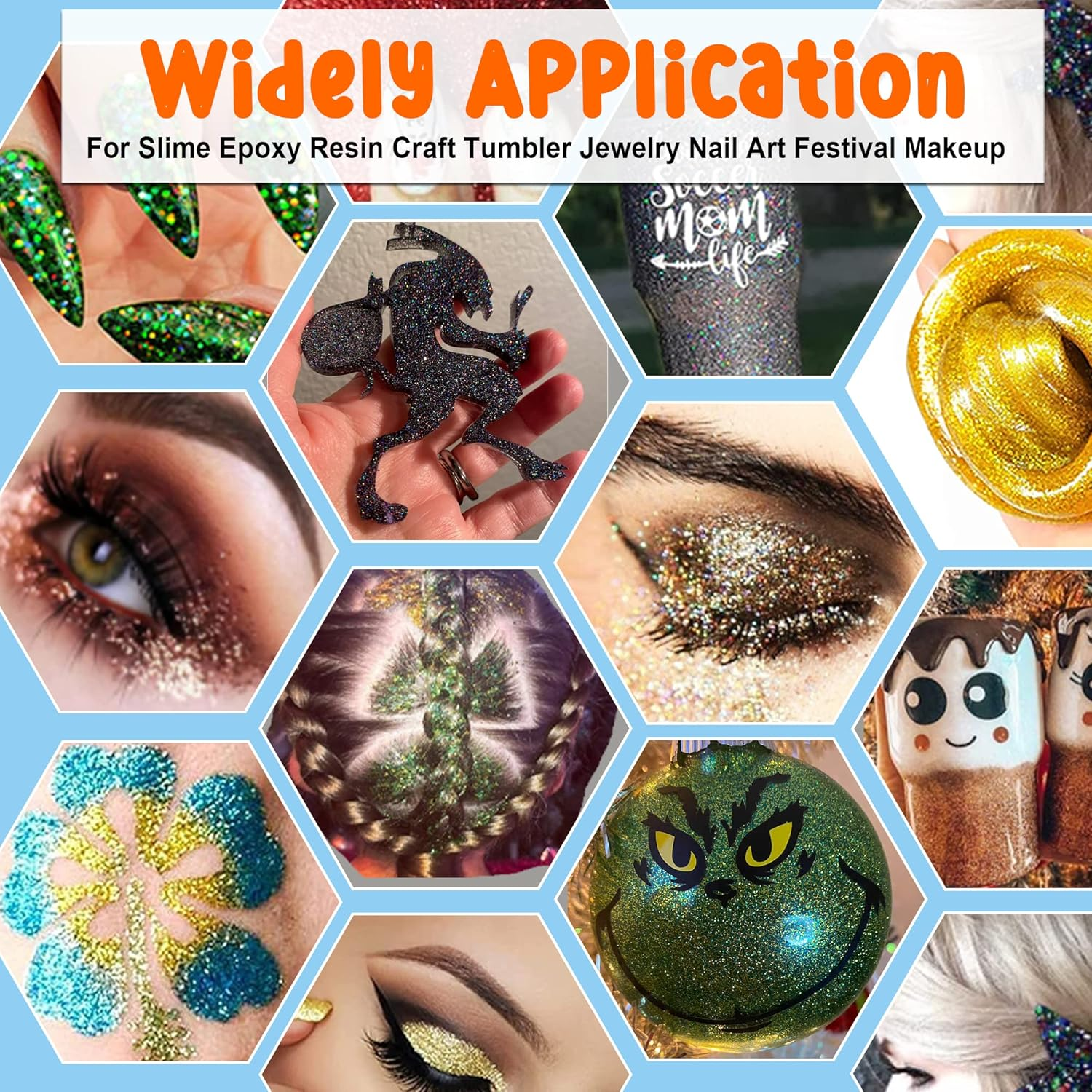 JEMESI Green Fine Glitter Holographic Glitter Powder, Glitter Powder for Epoxy Resin, Nail, Casting, Body Art & Decoration - 100 G image number 5