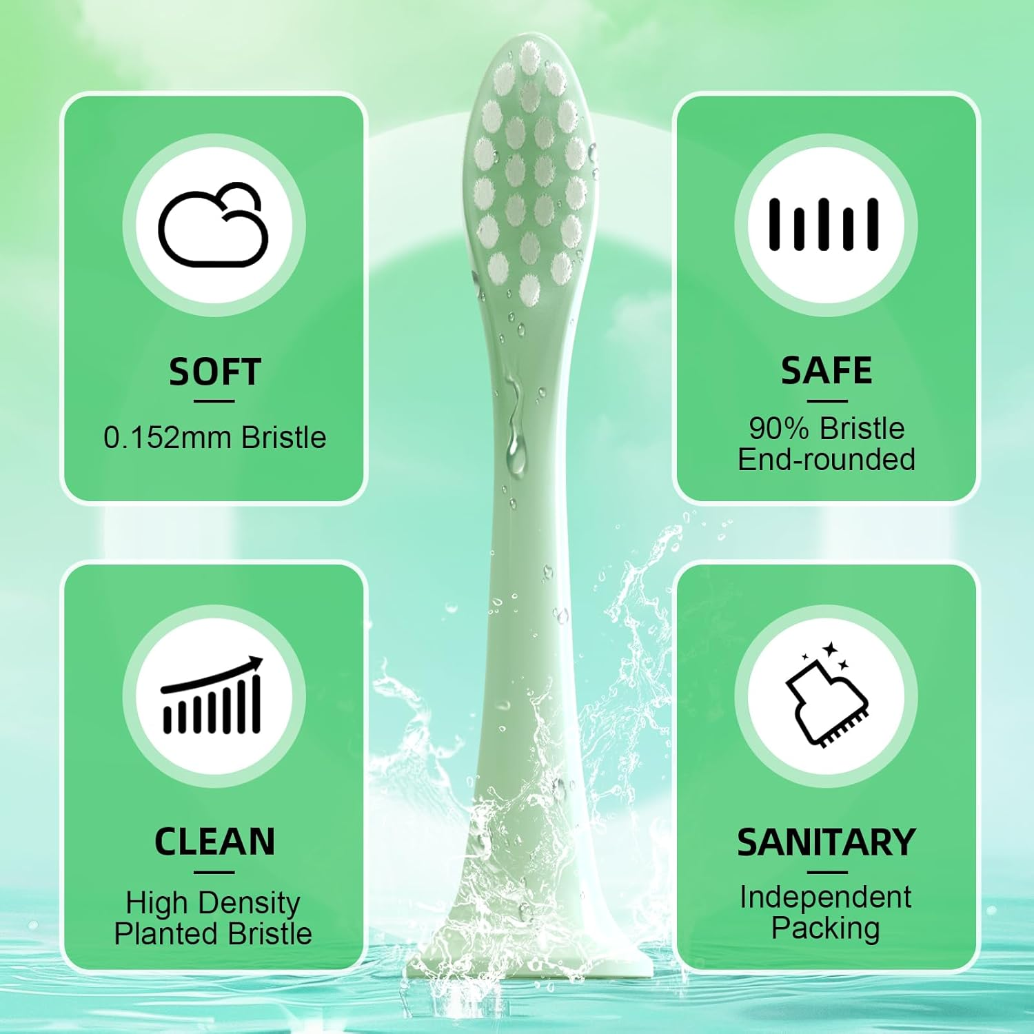 10 Pack Compatible with Suri Electric Toothbrush Replacement Brush Heads,For Suri Sonic Electric Toothbrush,With Dust Cover (Winter Fern, M) image number 1