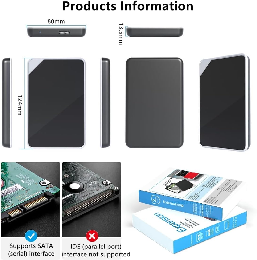 1TB External Hard Drive-Usb 3.0 Portable External Hard Drives-Slim External Hard Drive-5Gbps H-Speed Solid State External Hard Drive-Portable External Hard Drive for Mac,Pc,Laptop (Black) image number 2