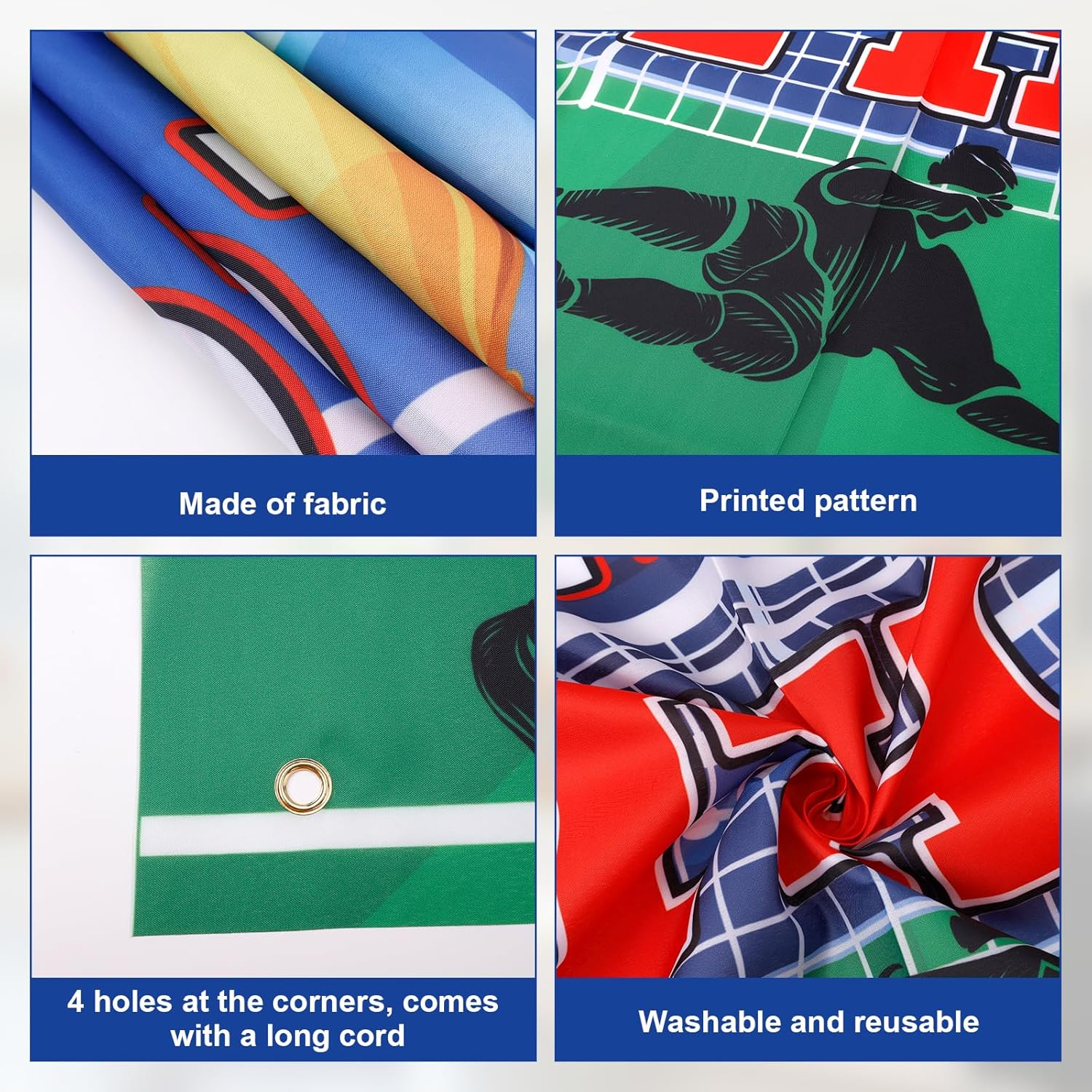 Soccer Theme Birthday Party Decorations, Football Party Backdrop Soccer Birthday Decorations Happy Birthday Banner for Football Cake Party Table Decorations image number 4