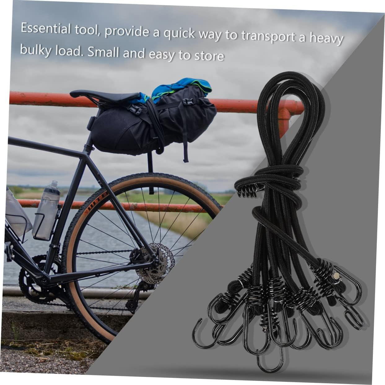 INOOMP 5Pcs Elastic Luggage Straps for Bicycle Motorbike Tensioner Belt High Strength Retractable Ratchet Straps Wide Elasticity Protect Frame from Scratch Random Color image number 5