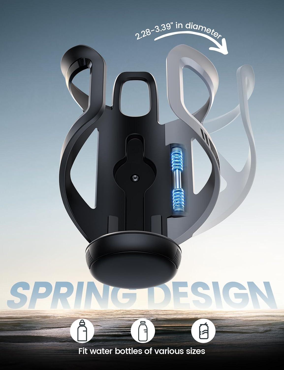 Lamicall Bike Water Bottle Holder - [Tracker Storage] [For Handlebar & Frame] Bike Cup Holder, Bicycle Drink Cage, Cycling Bike Water Bottle Cage with Screws Tool, for 2.28-3.39" Diameter Bottles image number 4