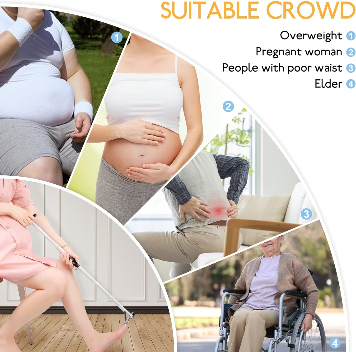 DEPSUNNY Long Handled Toenail Clippers Wide Jaw Opening, Easy Reach Pedicure Auxiliary Tools, Extended Nail Clippers for Seniors (With Magnifier, 24Inch) image number 6