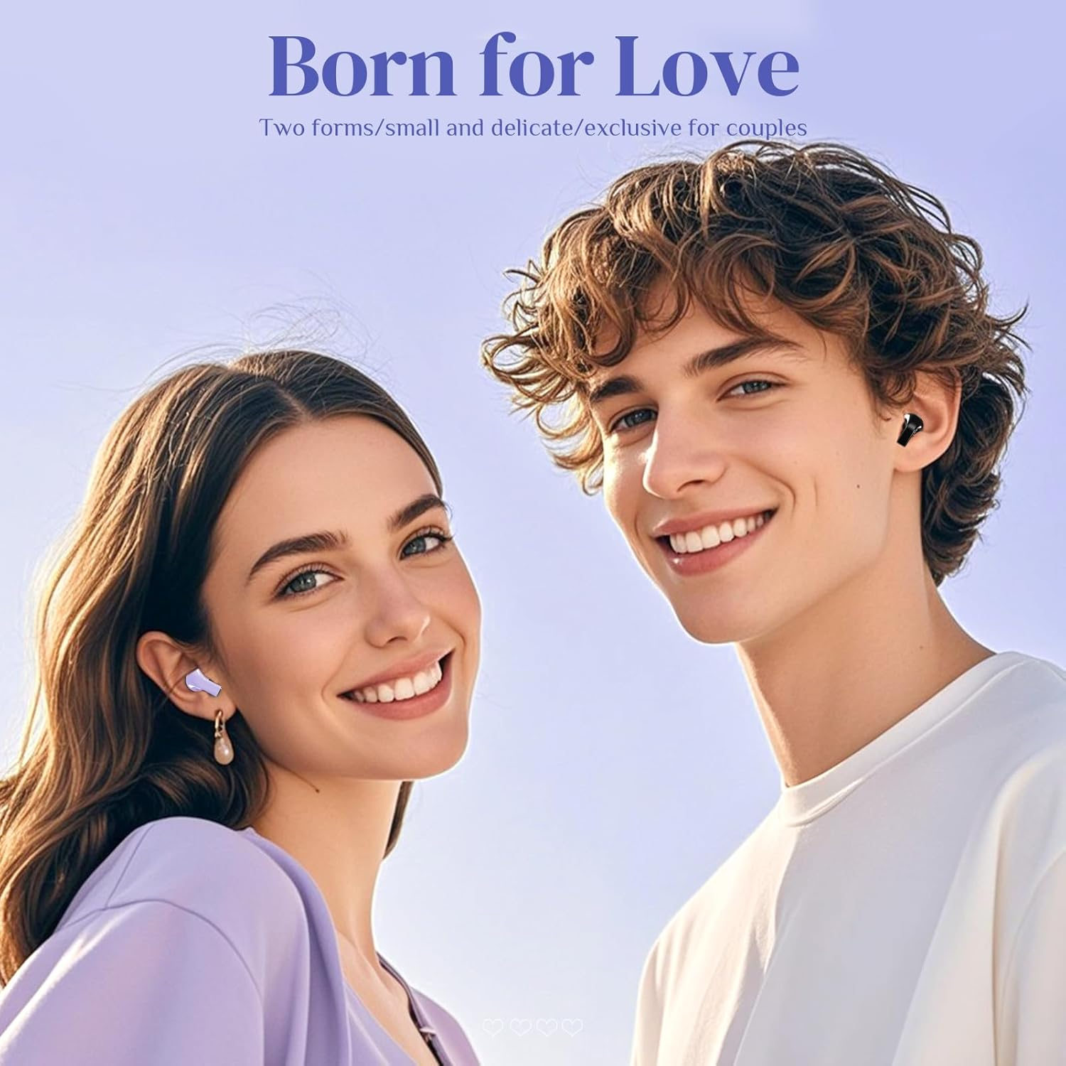 Ttbesmi Purple Heart Wireless Earbuds for Girls Kids, Cute Mini Tiny Small Invisible Earbuds Wireless Bluetooth for Small Ears Canals Women Rose Gold Kawai Blue Tooth Ear Buds for Iphone Android - Purple image number 4