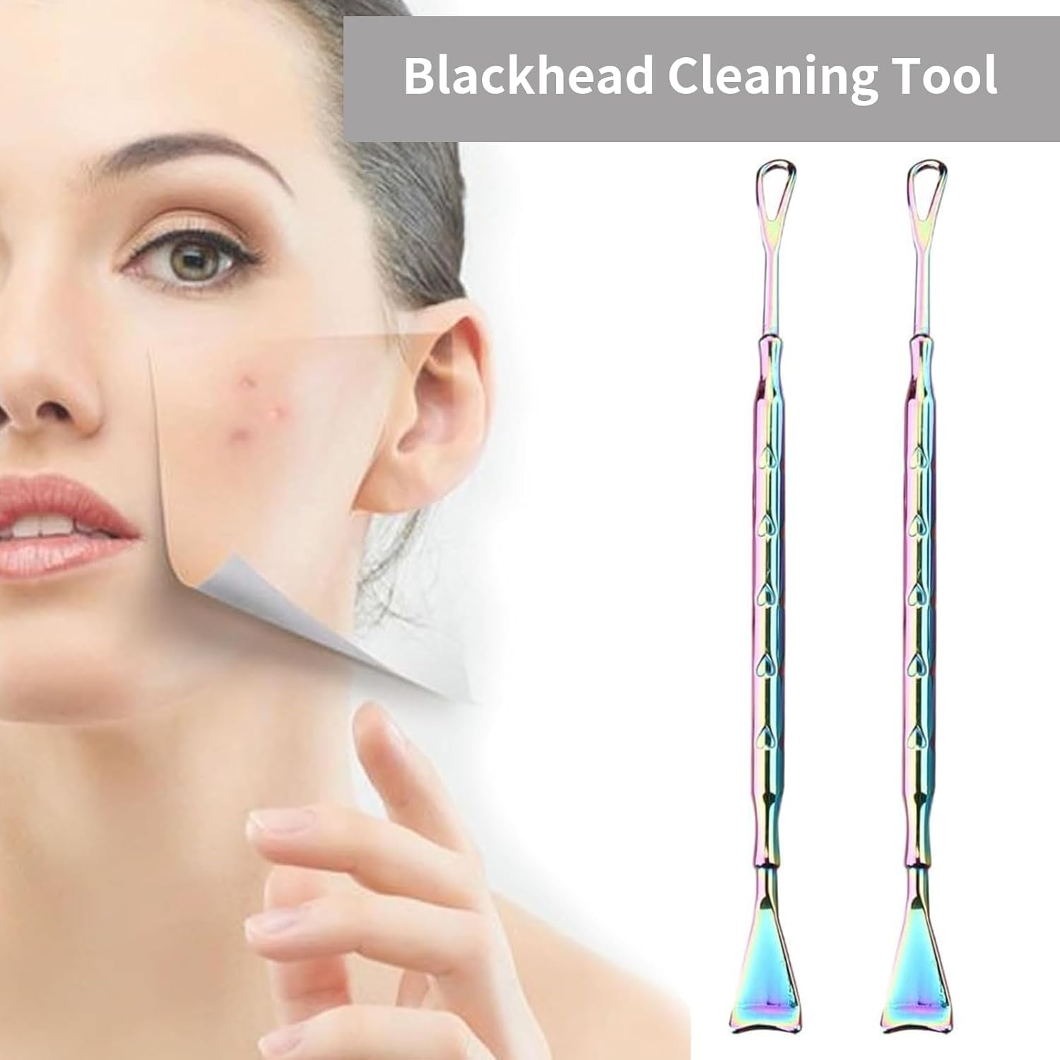 Kzvsiy 2-Piece Blackhead Removal Tool, Stainless Steel Pimple Extractor & Comedone Extractor for Face and Nose, Pore Scraper for Skin Care, Acne and Blackhead Treatment Suitable for Men Women image number 3