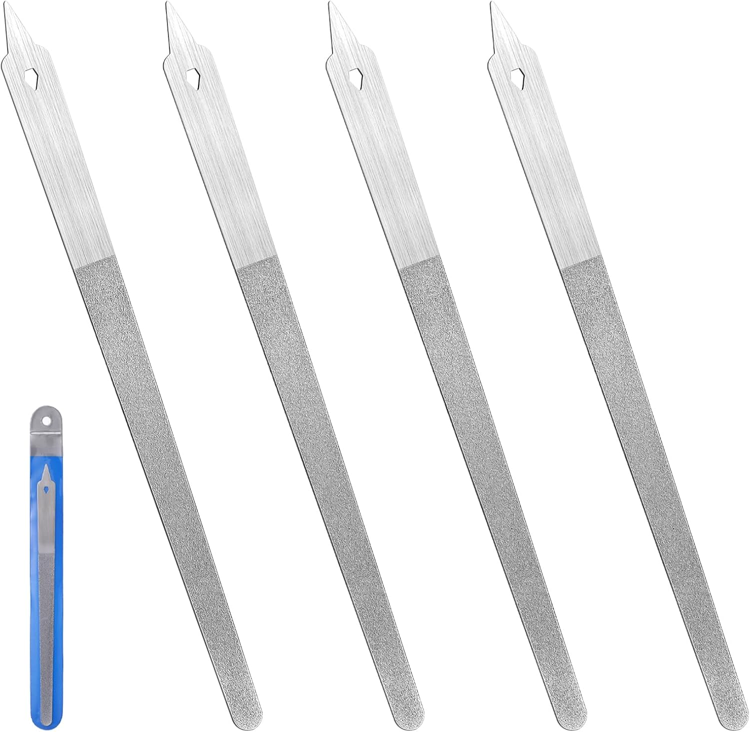 4 Pcs Diamond Deb Nail Files with Sharp Pointed Tip, Double Sided Metal Nails File for Natural Nails, Stainless Steel Nail Dresser Buffering Files Tools for Salon Home Manicure Pedicure image number 1