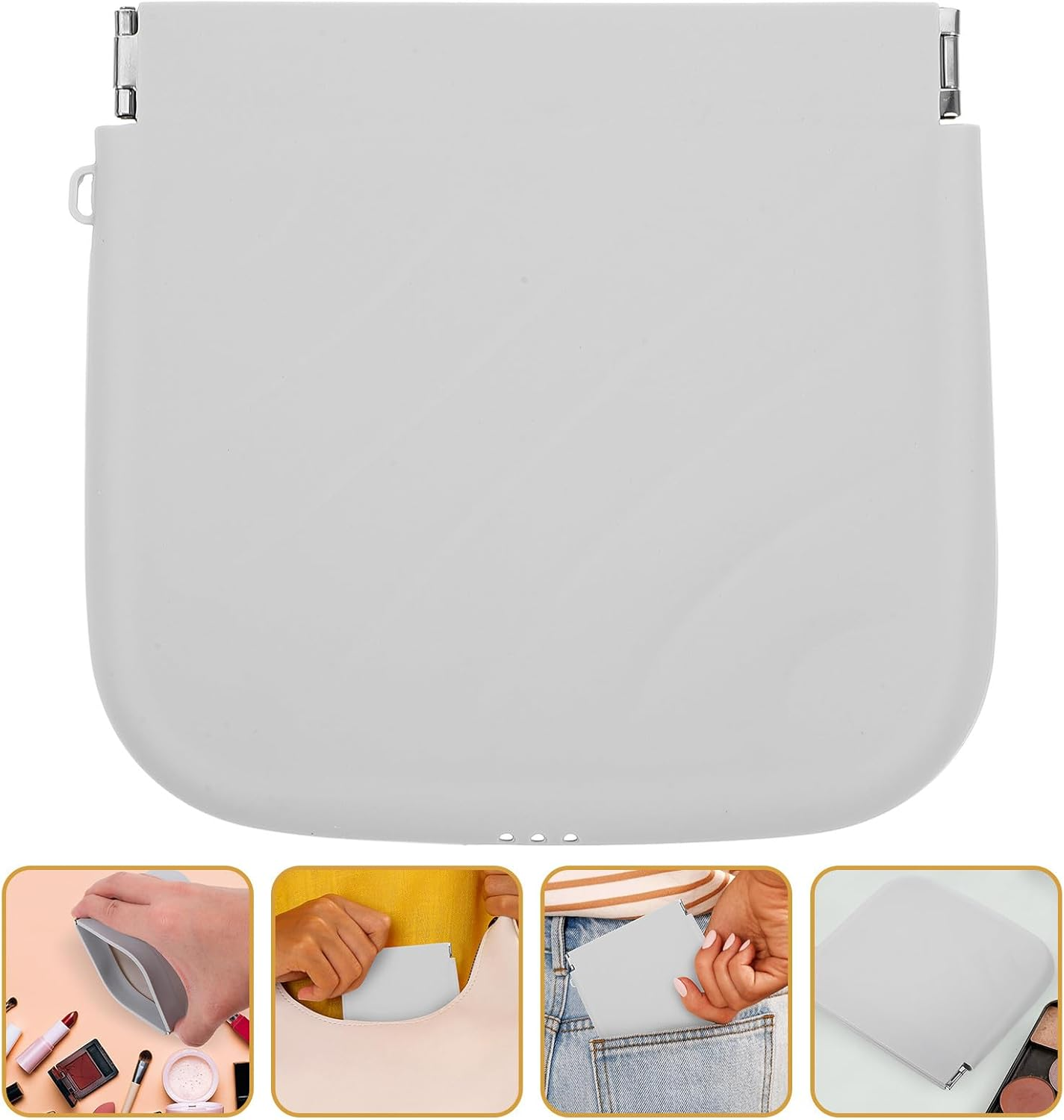 VOSAREA Small Gray Silicone Makeup Bag for Women, Travel Cosmetics Pouch Snap Closure, Compact Lipstick Organizer and Coin Purse for Outdoor Use image number 3