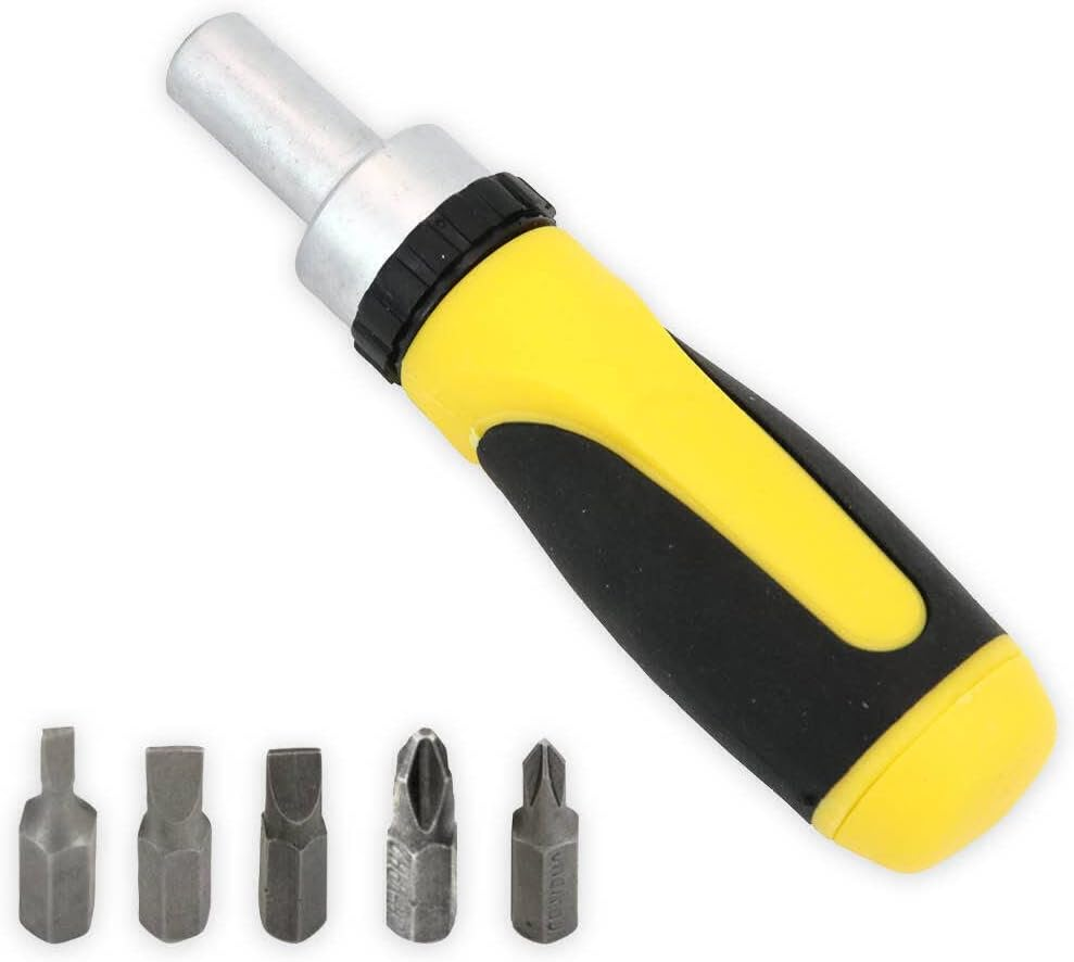 Ratchet Screwdriver & Bits Set Magnetic Tip Internal Storage image number 1