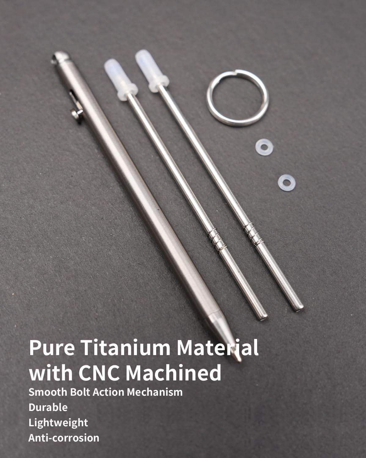 Titanium Mini Bolt Action Pen, 3.30 X 0.20 Cm, Keyring, 0.15 Oz image number 1