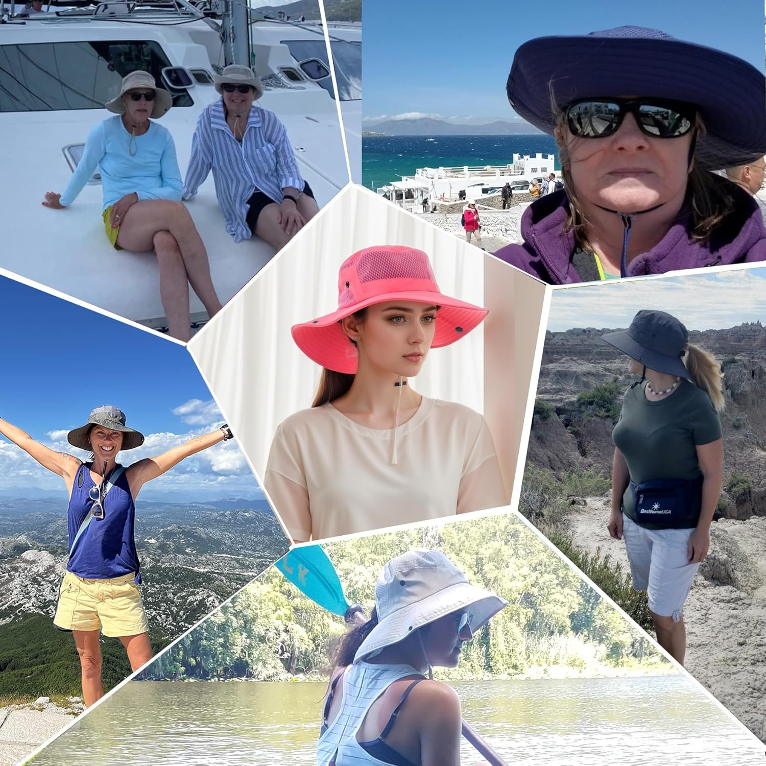 Mukeyo Womens Ponytail Sun Hat Wide Brim Mesh Bucket Hat UV UPF50 Protection Hat Foldable Summer Travel Beach Fishing Hats - Light Grey image number 5