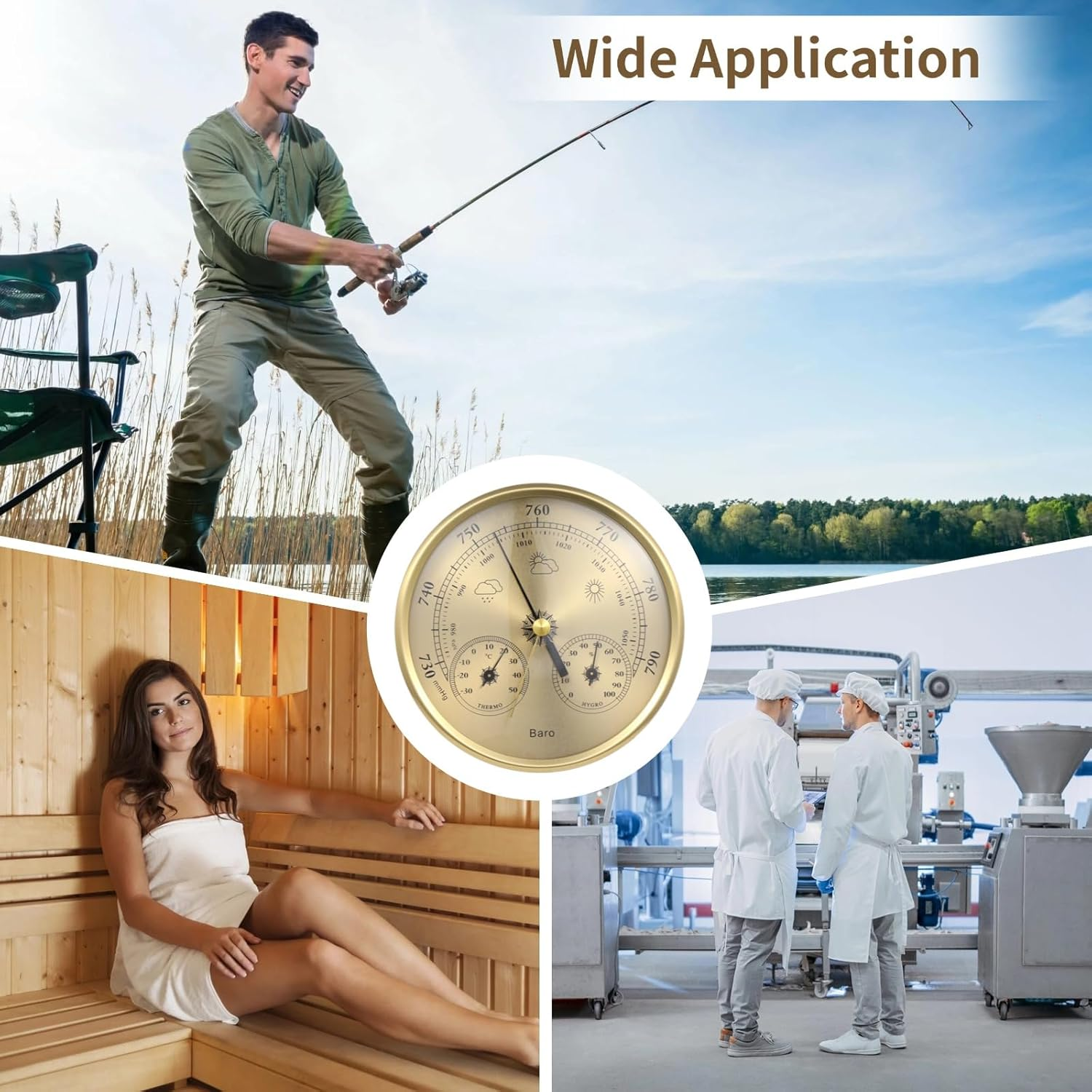 3 in 1 Barometer for Weather Station, All-Season Wall Hanging Thermometer, Barometer, Hygrometer, Accurate Weather Station Indoor Outdoor Use Temperature Monitor for Home Garden Office image number 3