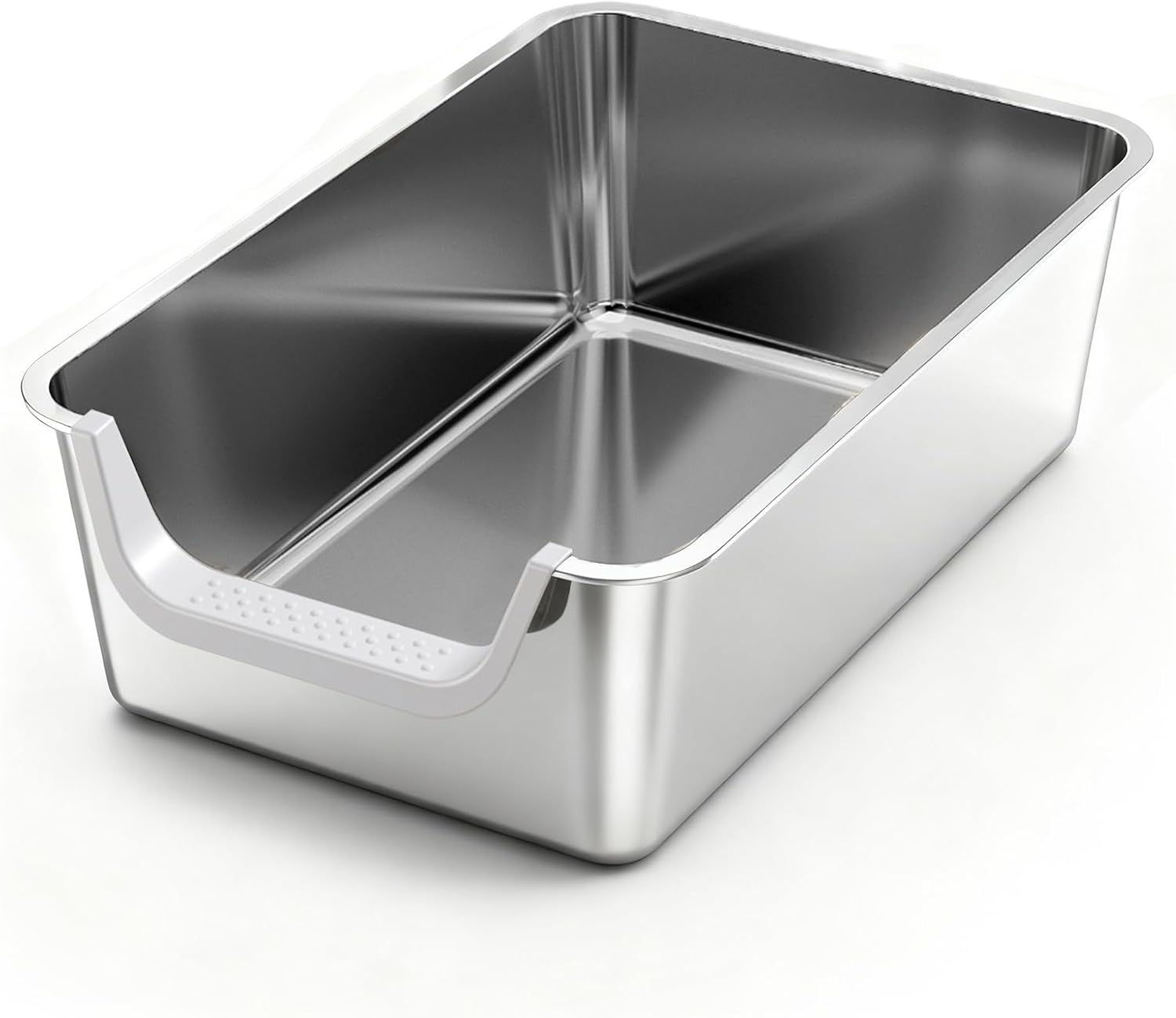 Towntime Stainless Steel Litter Box with High Sides,23.60" L X 15.7" W X 7.8" H,Extra Large Jumbo Cat Litter Box,Xl Kitty Metal Liter Box for Indoor Big Cats,Non-Sticky,Anti-Leakage(Left Entry)