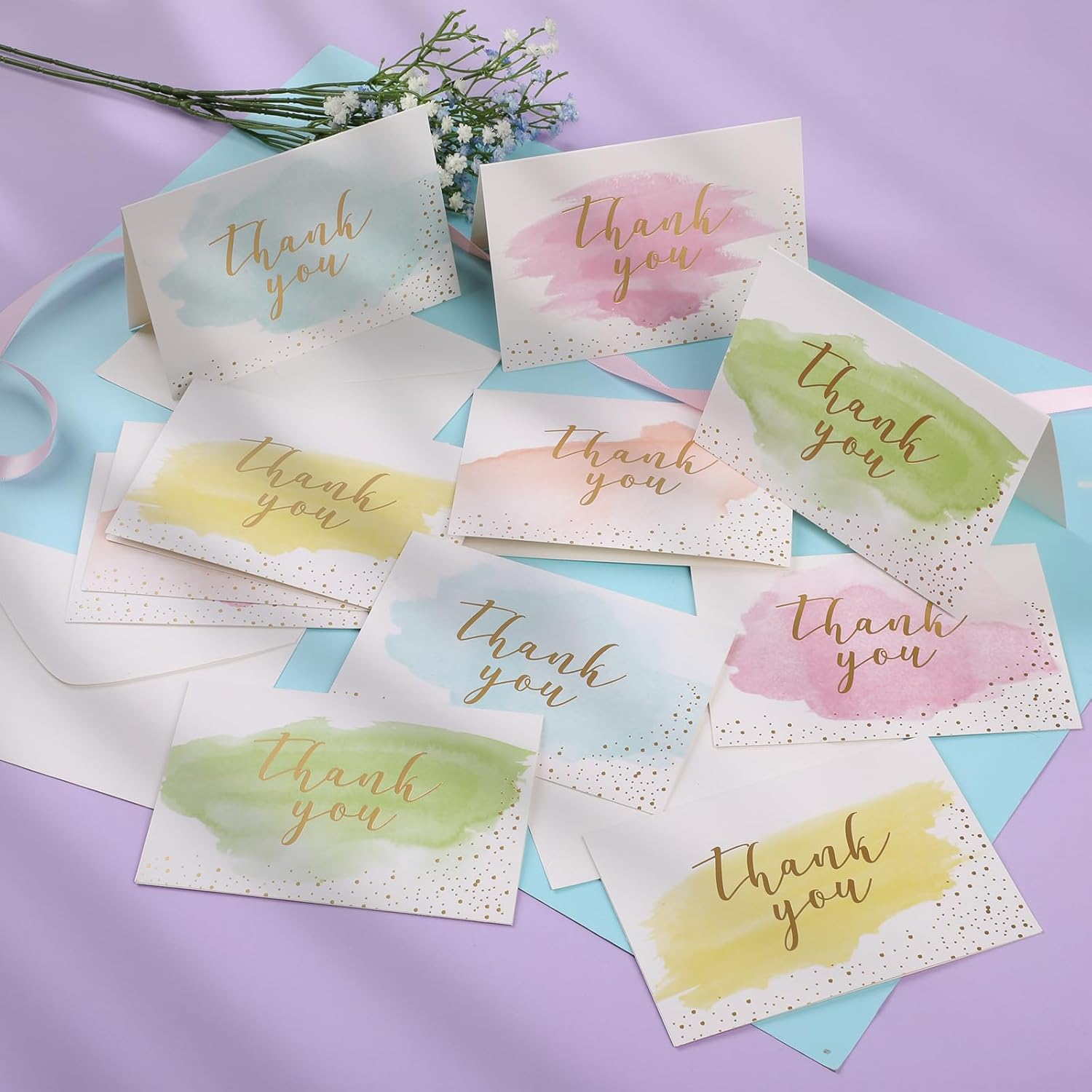 Bighan Thank You Cards Set 12 Sheets Thank You Greeting Cards with 12 Sheets Envelopes, Greeting Cards for Valentine'S Day Wedding Teachers Mother Father Kids, B image number 1