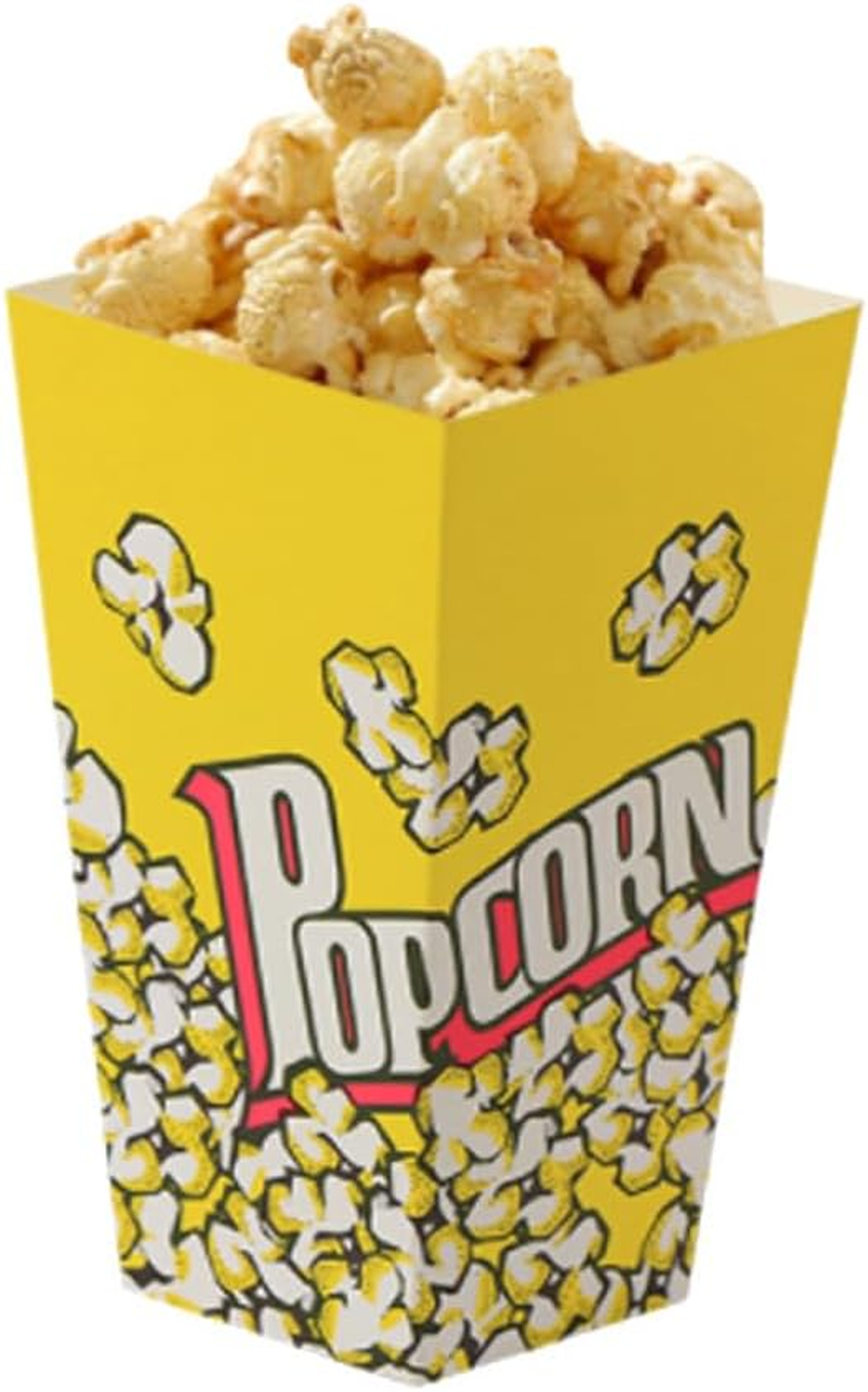 50PCS Popcorn Bags,Retrostyle-Movie Night Accessory, Party Supply, Cardboard, 48 Oz Popcorn Containers for Movie Night -7.87" Tall X 3.8" Top Diameter