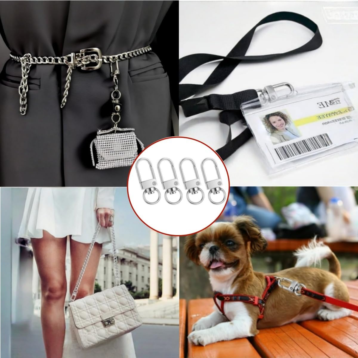 30Pcs Metal Lobster Claw Clasps,360&deg;Swivel Hooks,Key Rings,Crafts, DIY Accessories, Metal Hook Buckle,Car Keys Zipper Pulls Handbag Charms Wallets, Silver image number 2