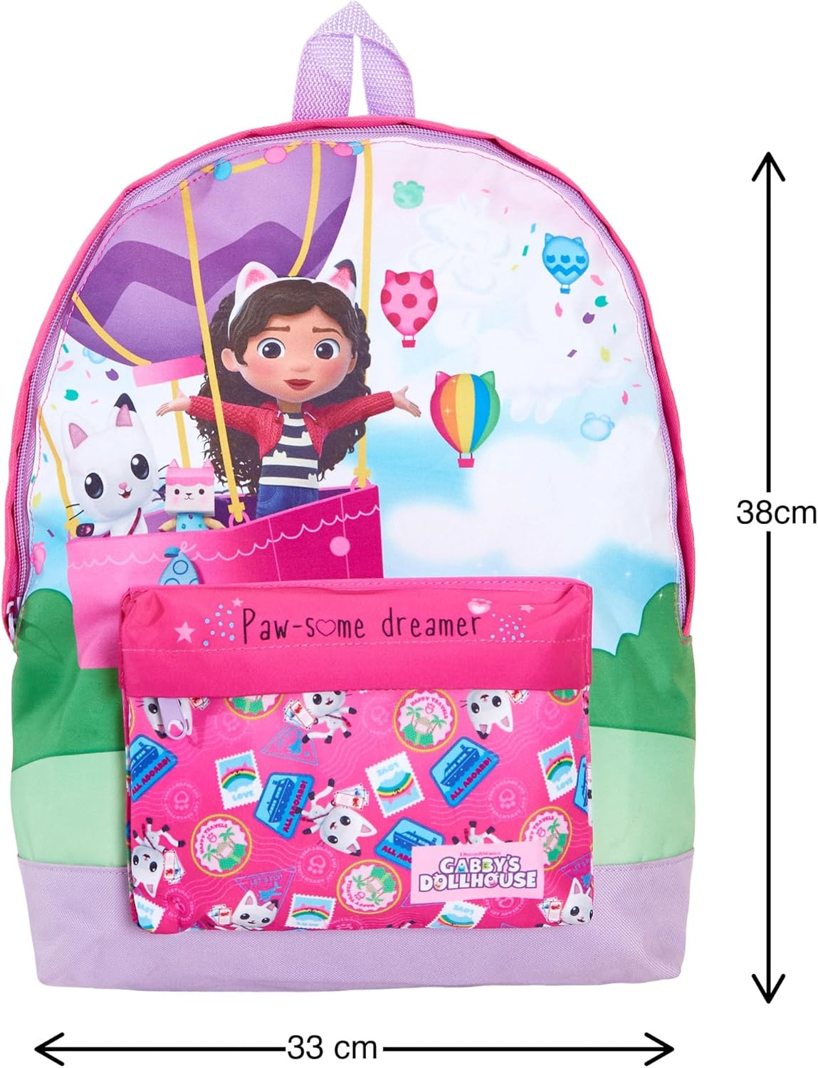 Gabbys Dollhouse Backpack + Lunch Bag + Pencil Case Girls 3 Piece Pandy Paws School Bag Set image number 1