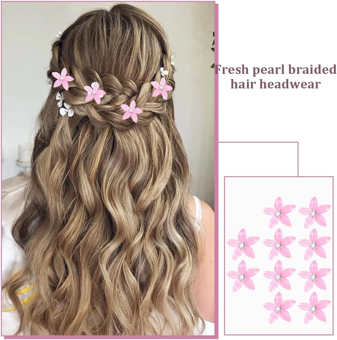 LAKJUOZ 10 Pieces Small Flower Hair Clips Mini Cute Rhinestone Metal Hair Pins for Women Bridal Hair Clips for Girls Wedding Hair Accessories Decorative image number 4