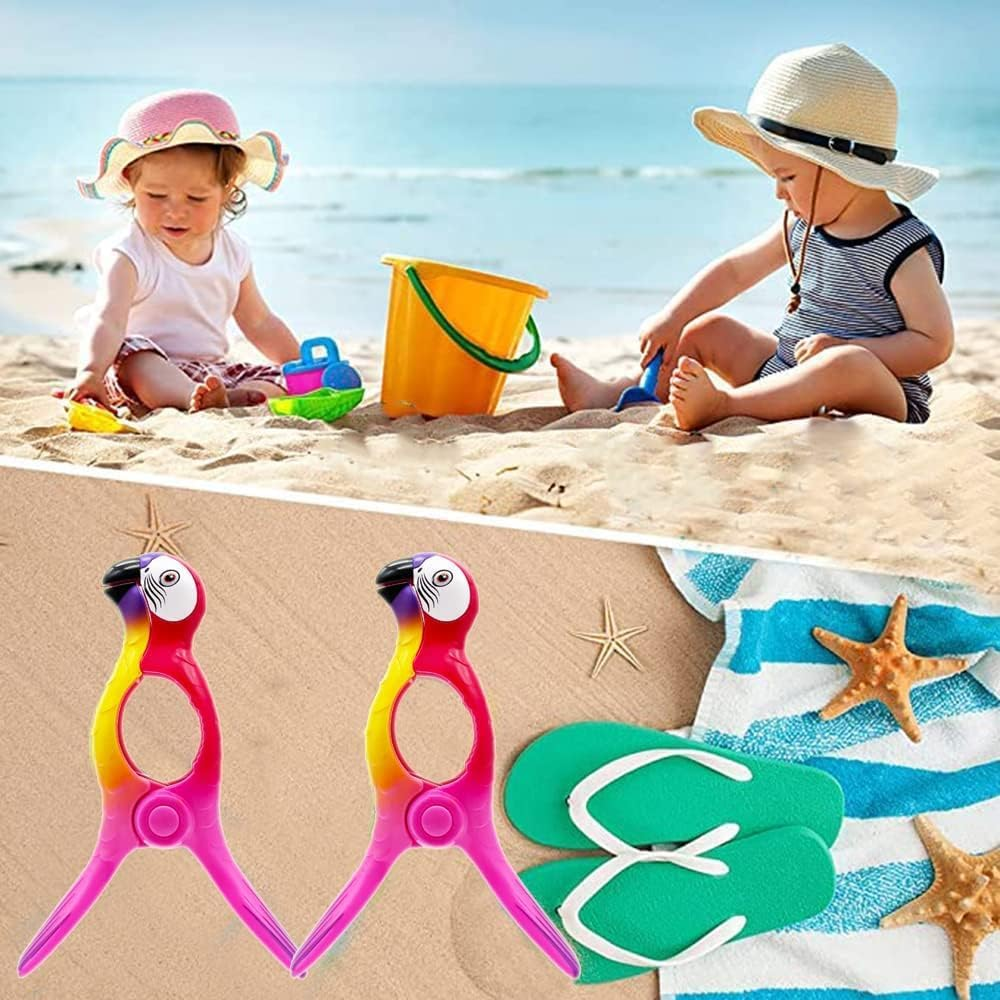 2 Pcs Beach Towel Clips, Lounge Chairs Clips, Parrot Towel Clips for Beach Chairs, Strong Towel Clips for Keep Your Cloth or Towel from Blowing for Cruise, Beach, Patio, Pool image number 2