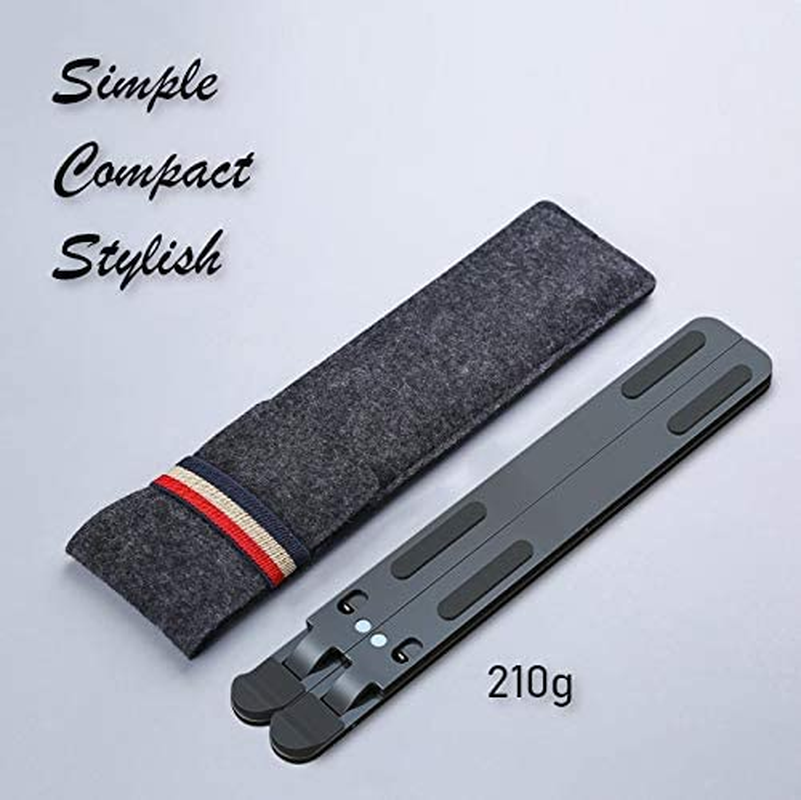 Portable Laptop Stand, Aluminium Alloy Multi-Angle Height Adjustable Tablet Holder, Anti-Slip Foldable Ergonomic Computer Riser Fits Macbook, Ipad, 10-17 Inch Notebook (Grey) image number 5