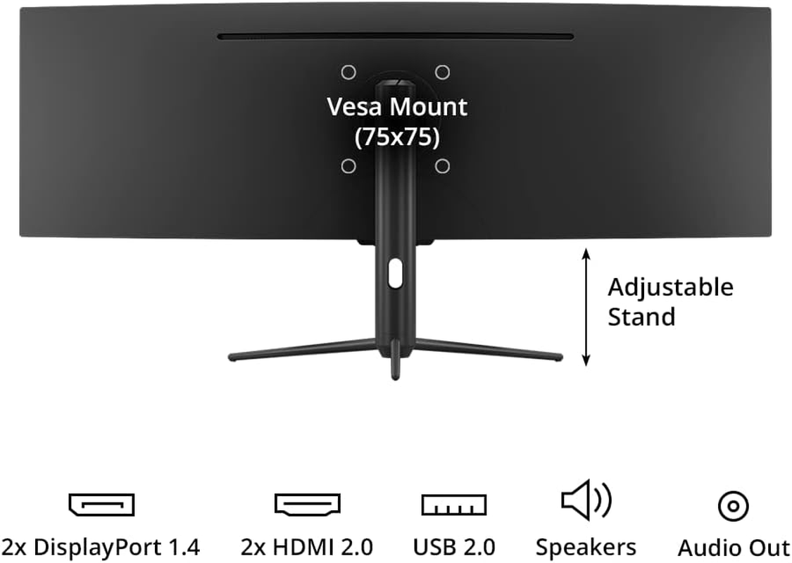 Prism+ X490 Pro 49" Curved QLED Super Ultrawide Gaming Monitor, 32:9 DQHD (5120X1440), 120Hz, 4Ms, Adaptive Sync Technology, Ergonomic Stand, Zerobezel, Eye Care Technology, 3 Yrs Warranty image number 5