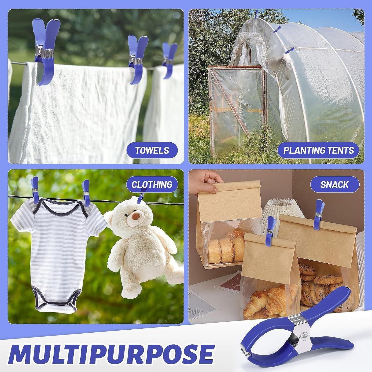 Swimming Pool Cover Clips - Pack of 12 Scratch-Resistant Stainless Steel Handle - Swimming Pool Cover Clamps | for Outdoor Garden Patio Winter Tarpaulin Furniture