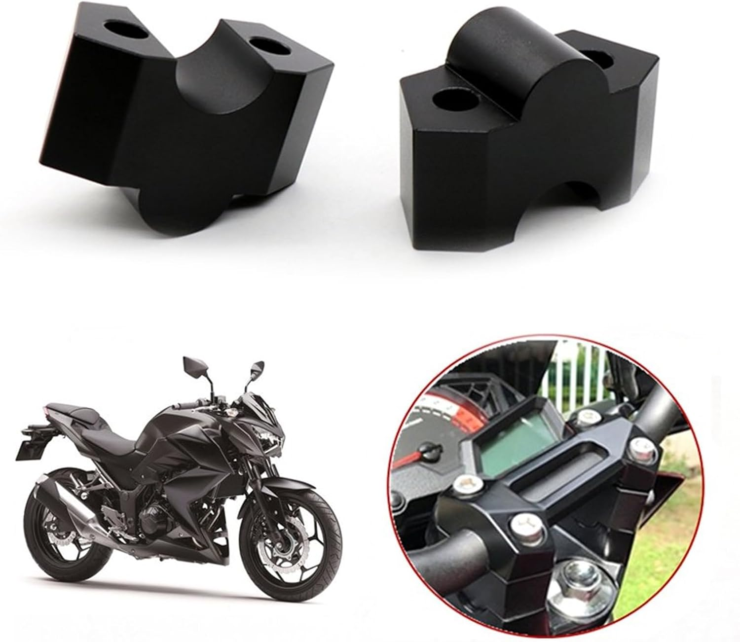 Handlebar Parts Decoration Motorcycle Handlebar Bar Riser Adapter for Kawasaki Z800 Z300 Z250 Motorcycle Accessories Height Increase image number 2