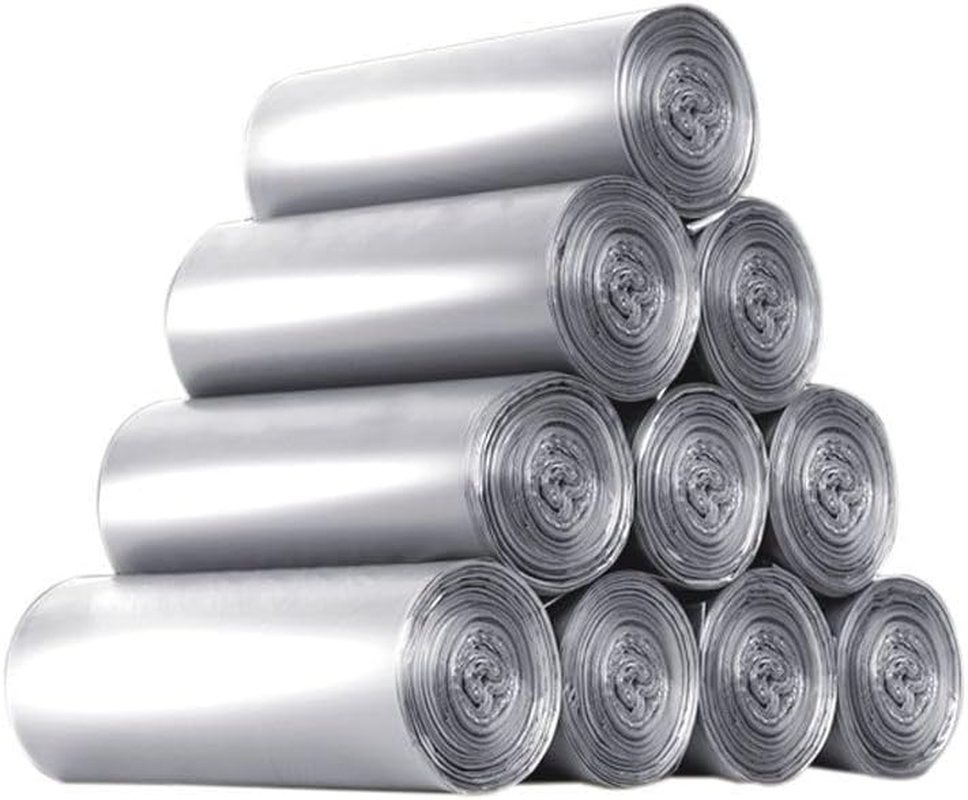 10Rolls 200 Counts Garbage Bags Strong Thin Material Disposable Kitchen Garbage Bags, Durable Plastic Trash Bags for Office Home Bedroom Garden Waste Bin (Silvery) image number 2