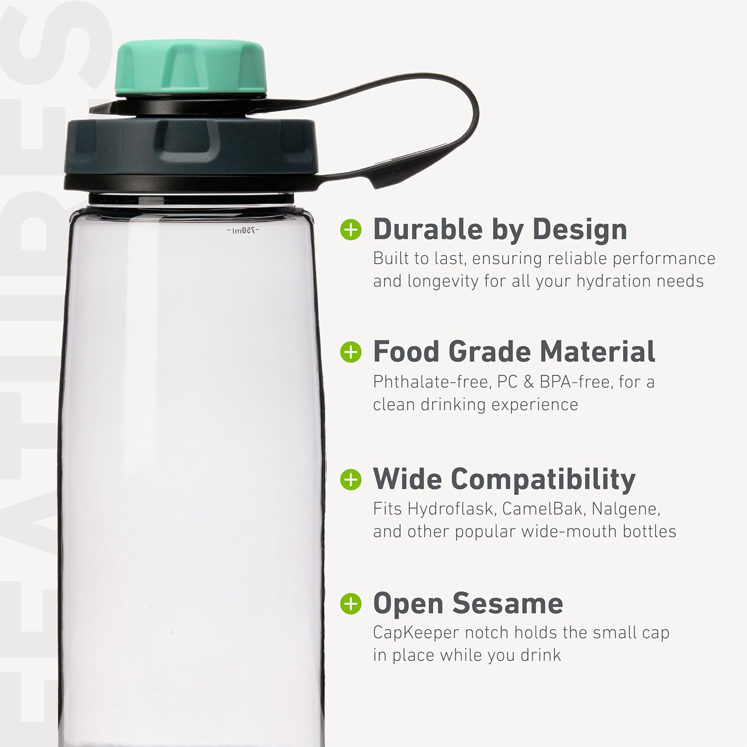 Humangear Capcap+ | Converts Wide-Mouth Openings | Secure Easy Open | Food-Safe Material | Water Bottle Accessory image number 6