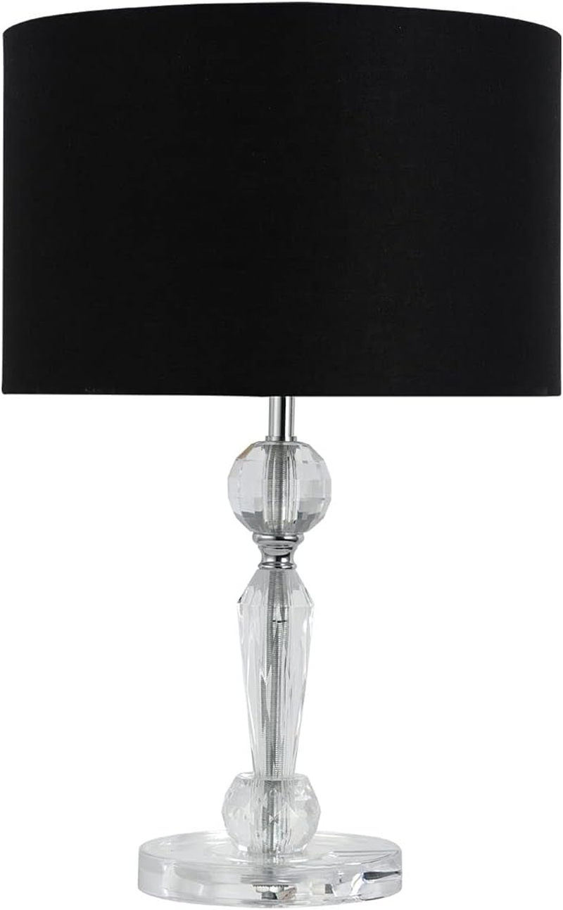 Moby Elegant Acrylic Chrome Stand Table Lamp 42.5Cm H with Black Fabric Drum Shade