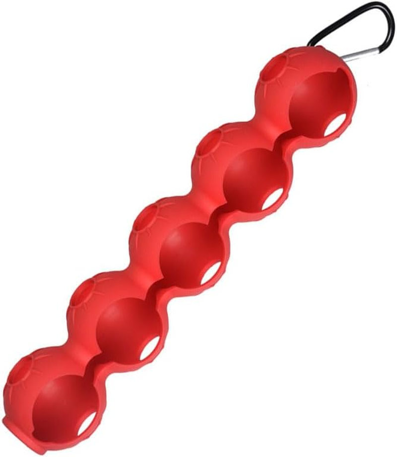 Golf Ball Holder Bag - Portable Pouch Holds 5 Balls, Easy Attachment to Bag Belt, Silicone Sleeve - Outdoor Sport Gifts for Men and Women