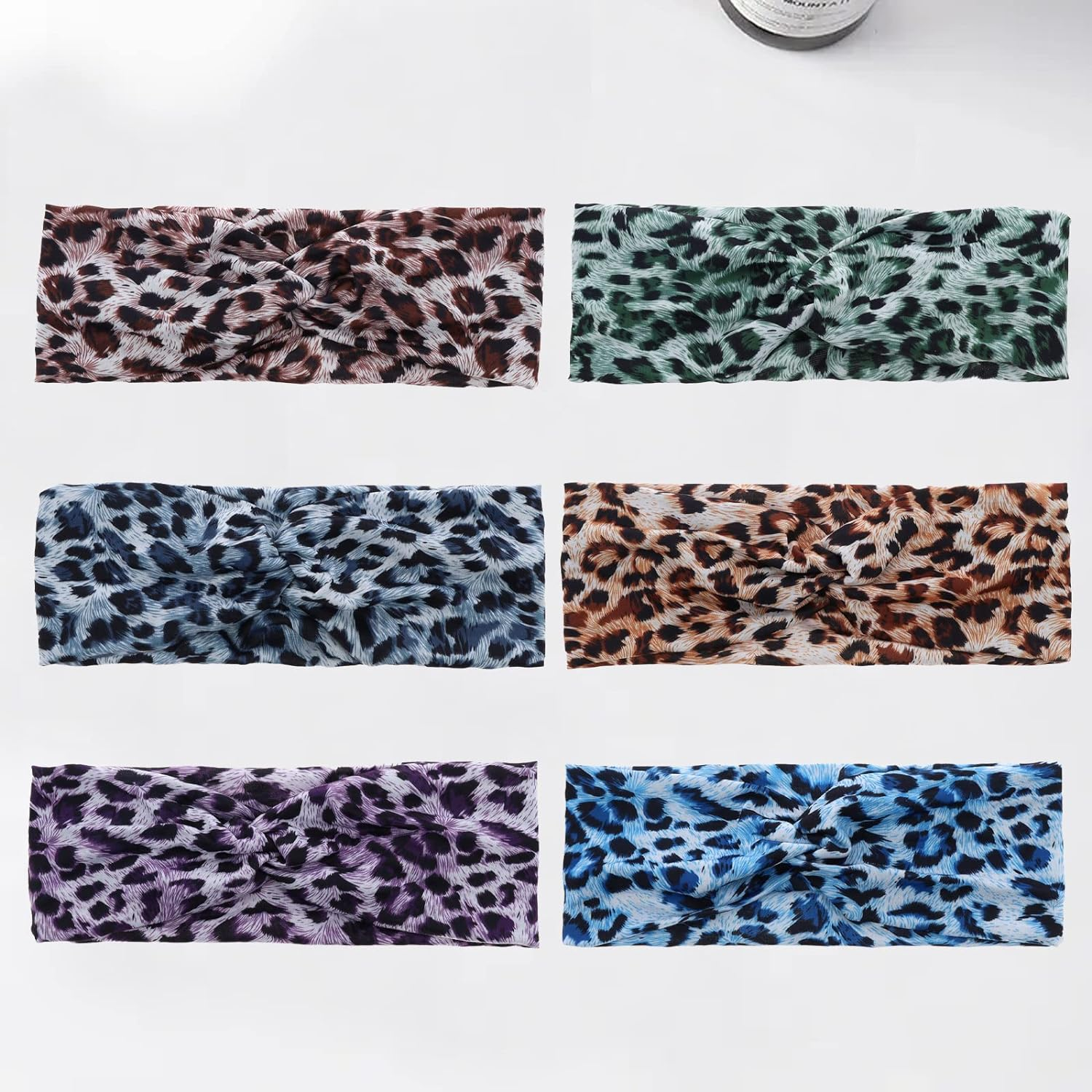 Woration Headband Yoga Leopard Print Cross Wide Elastic Headwear Head Wrap Hairband Twist Turban Knot Headwrap Hair Accessories for Women, Girls - Green - Leopard D image number 6