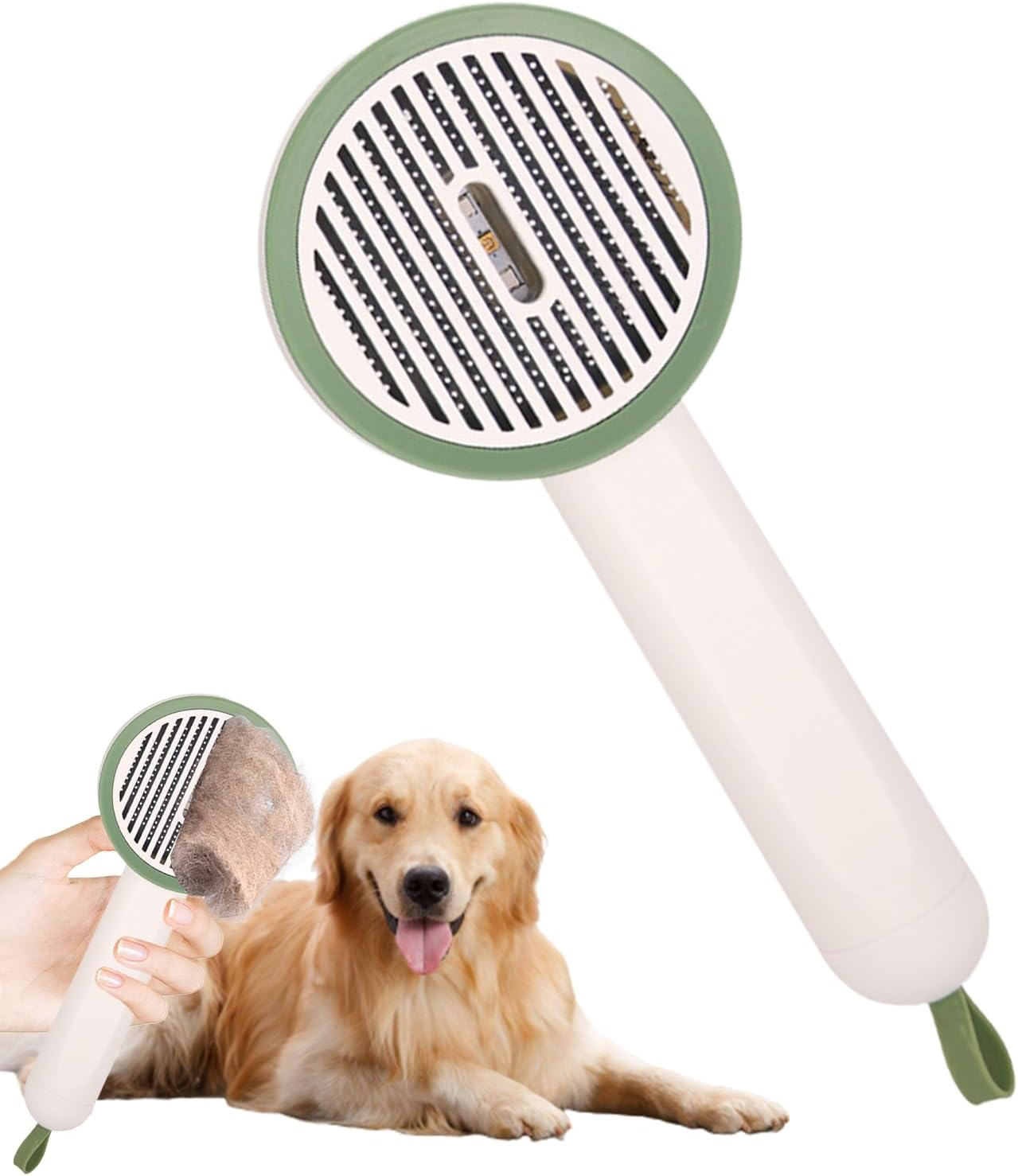 Cat Slicker Brush | Kitten Grooming Comb with Button - Non-Slip UV Function Slicker Brush with Release Button for Bath Travel Puppy and Kitten