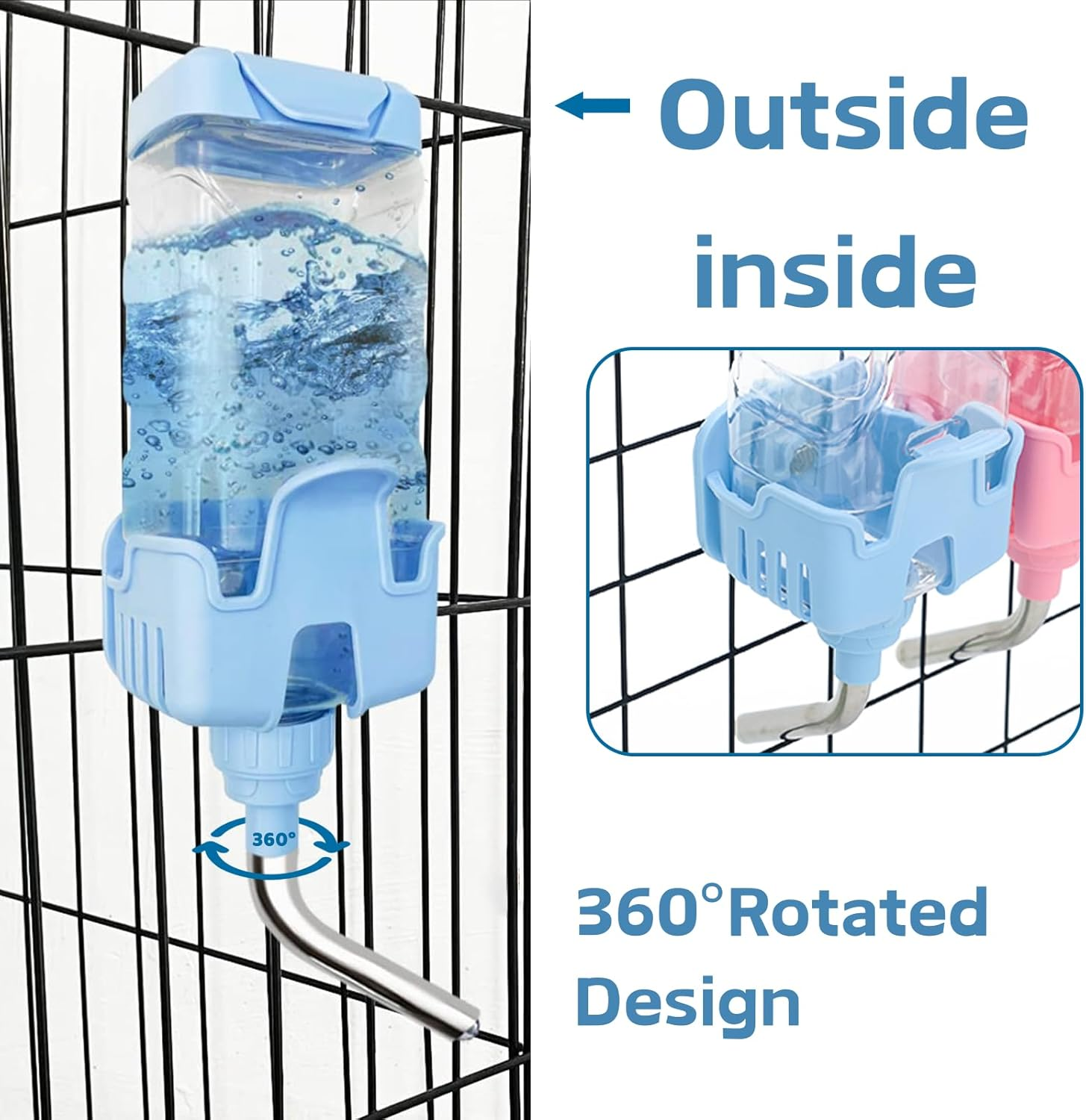 Small Animal Water Bottle [10Mm Spout, 900Ml] Hanging Water Dispenser Feeder Cage Crate Hutch Bunny Puppy Cat Rabbit Chinchilla Ferret Guinea Pigs Squirrel Hedgehog image number 4