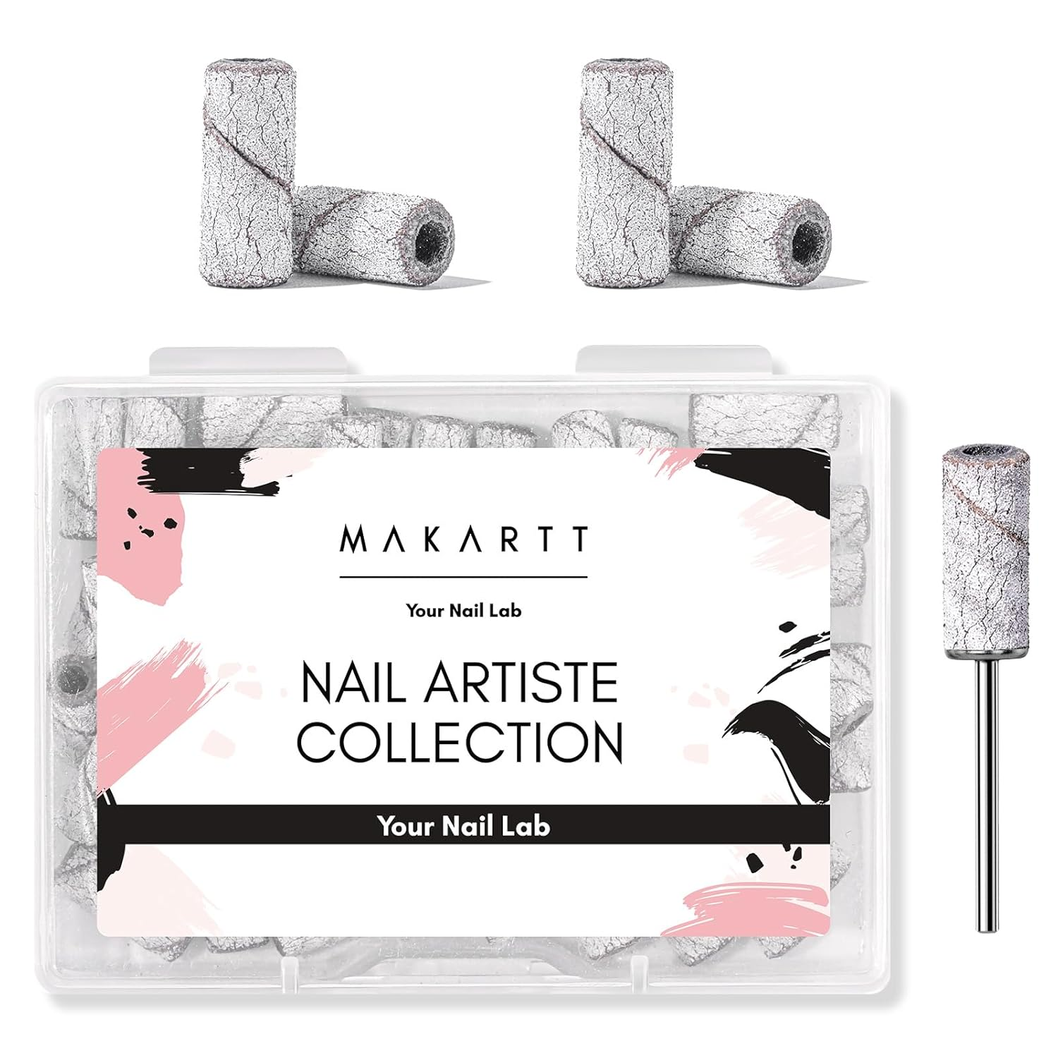 Makartt Sanding Bands for Nail Drill:50 Pcs Small Nail Sanding Files with 2025 Upgrade Design 3.1Mm Mandrel Bits,180 Medium Grits (White, #180) image number 4