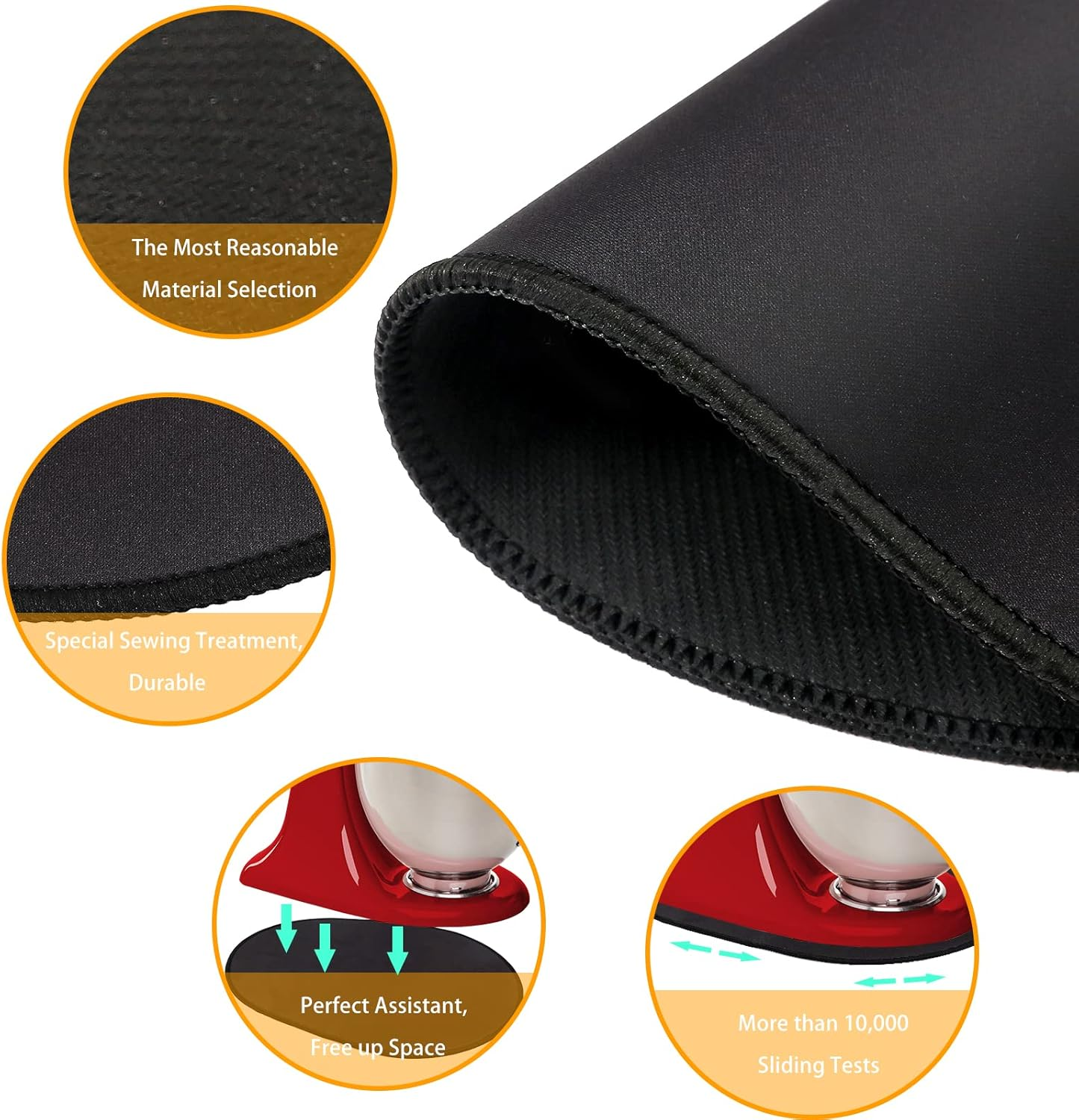 Mixer Sliding Mat - Appliance Sliding Mat Compatible with Kitchenaid Bowl Lift 5-8 Qt Stand Mixer, Kitchen Appliance Slider Mat Mixer Accessories and Attachments（Black） image number 5