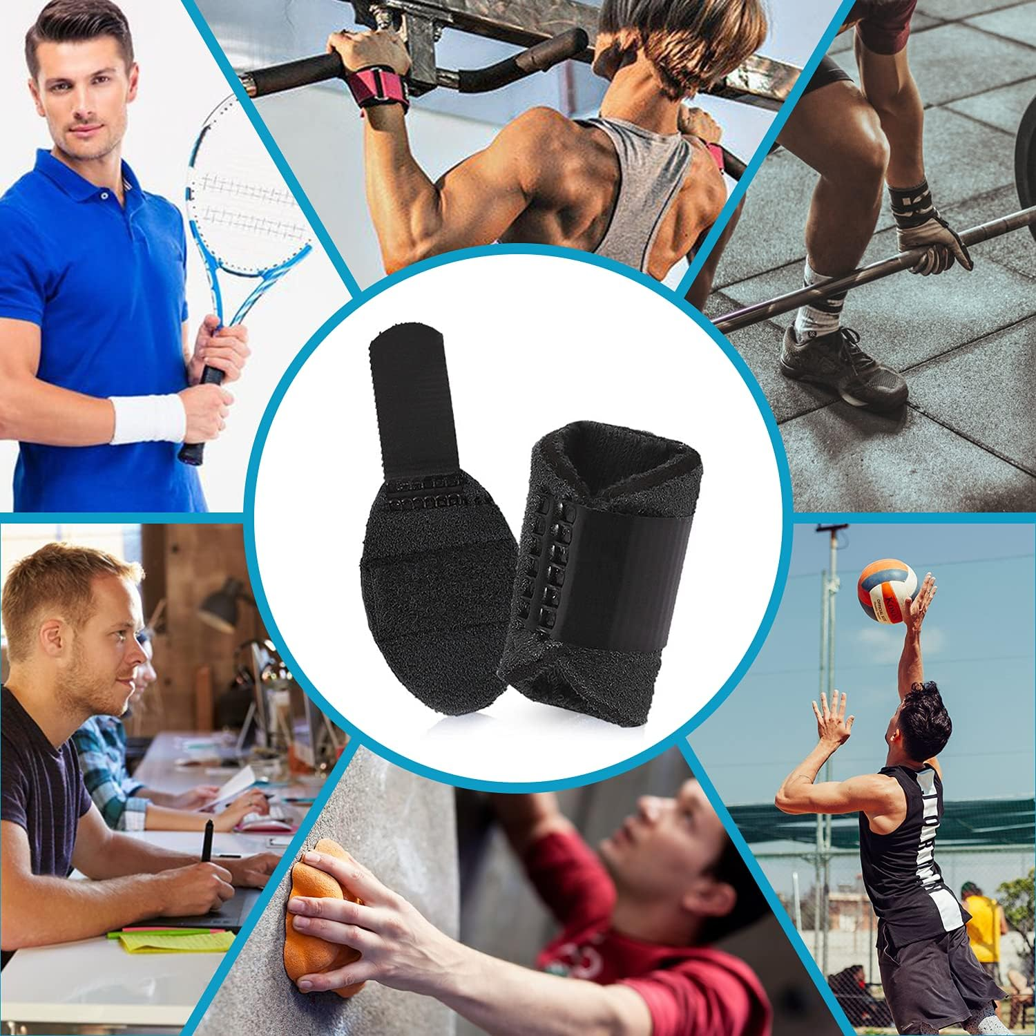 5PCS Finger Splint Set - Adjustable Mallet Finger Splint with Aluminum Strip for Broken Finger, Arthritis Support, Thumb to Little Finger Relief (Black) image number 2